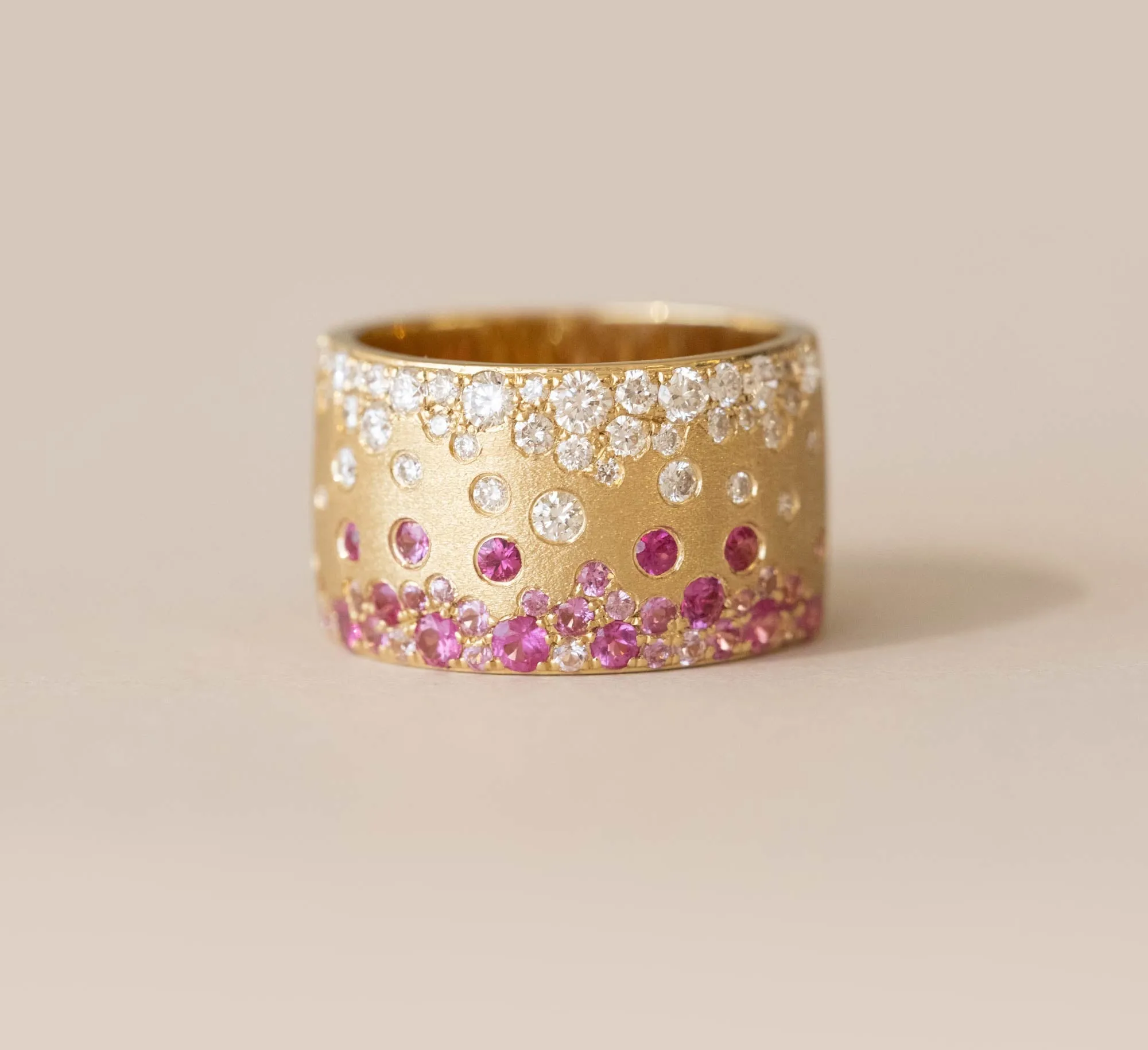 Scattered Diamond & Pink Sapphire Band