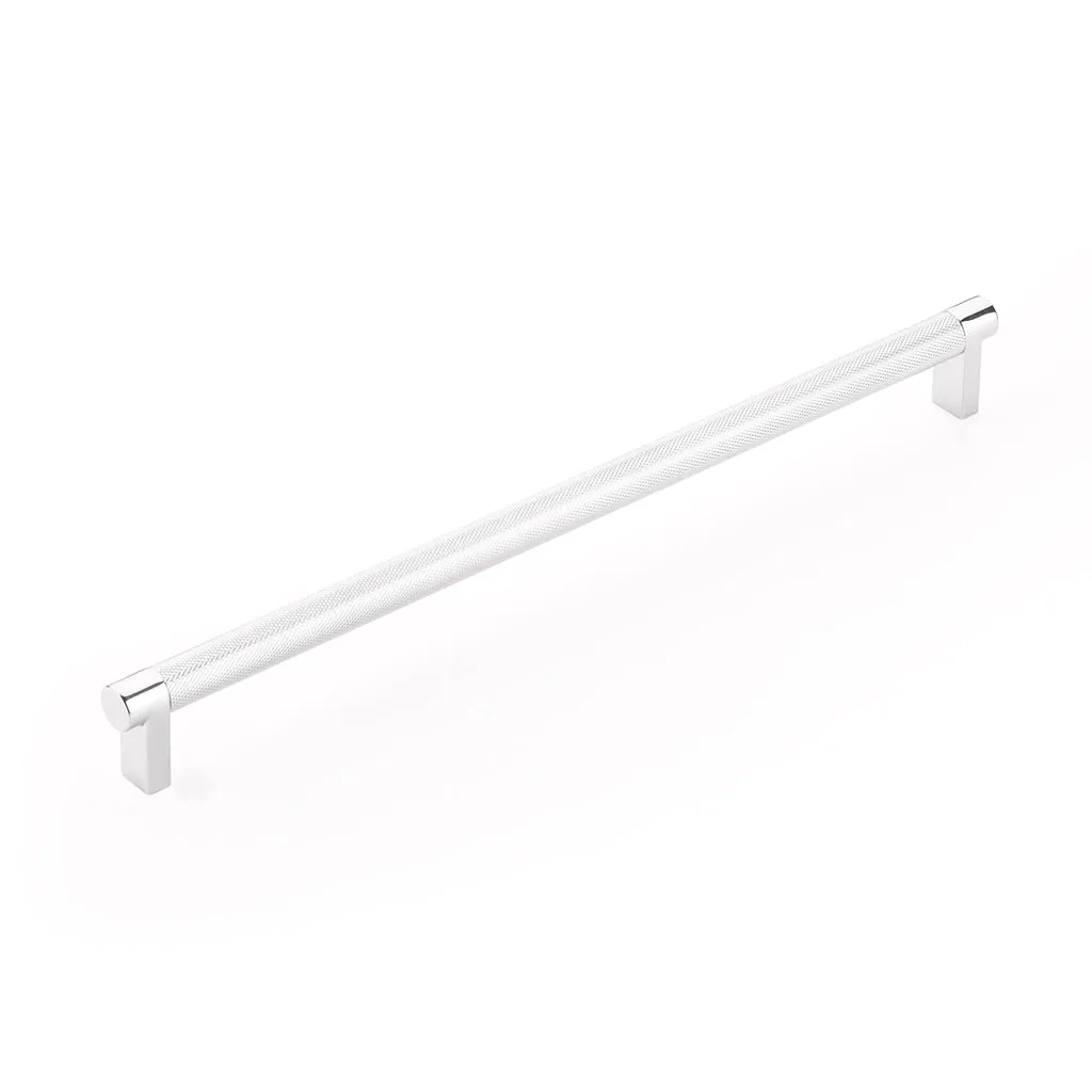 Select Stem Knurled Bar Cabinet Pull Handle - Cabinet Mount - 12" Brass/Polished Chrome
