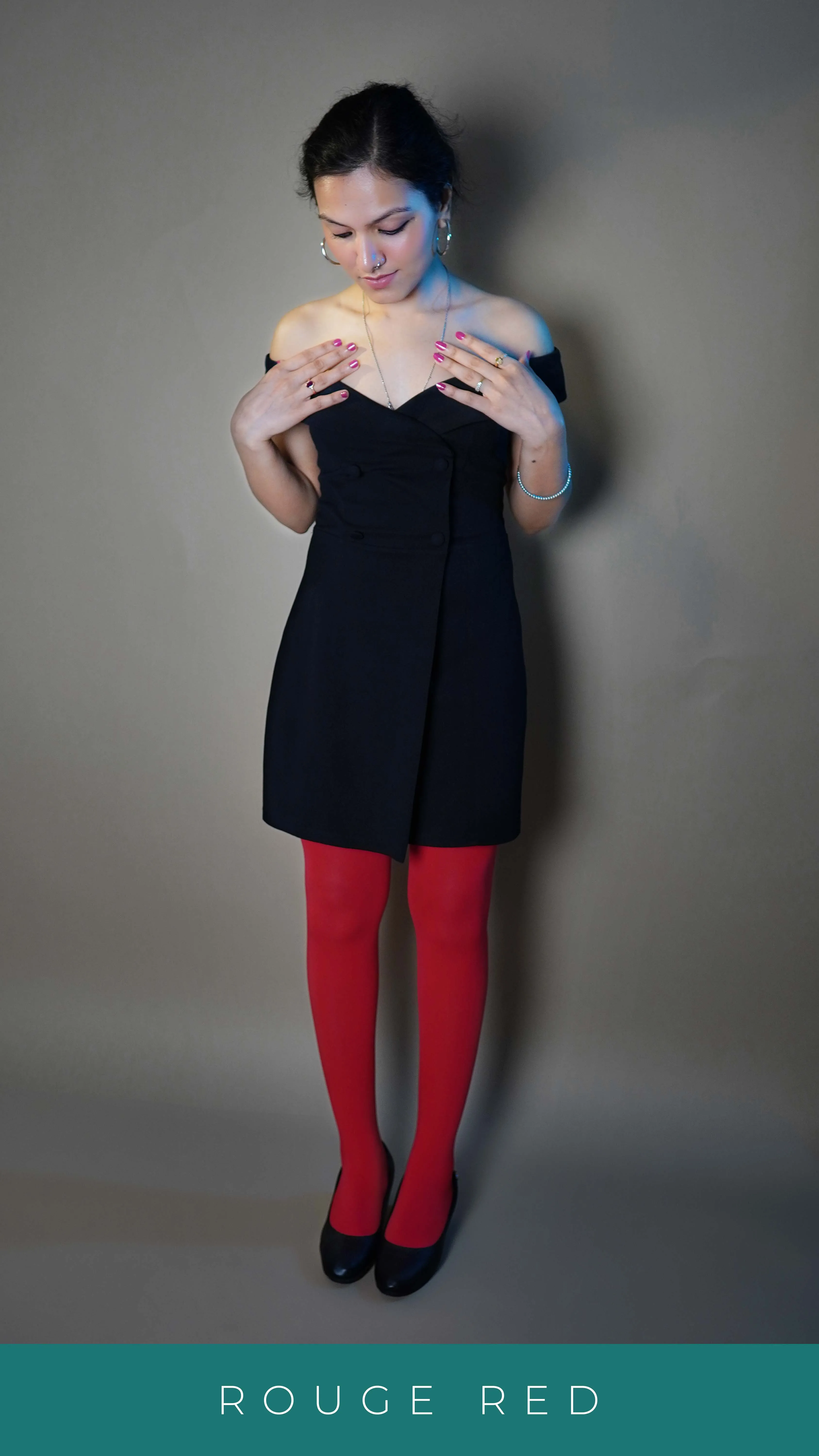 Semi Opaque Tear Proof Red Stockings