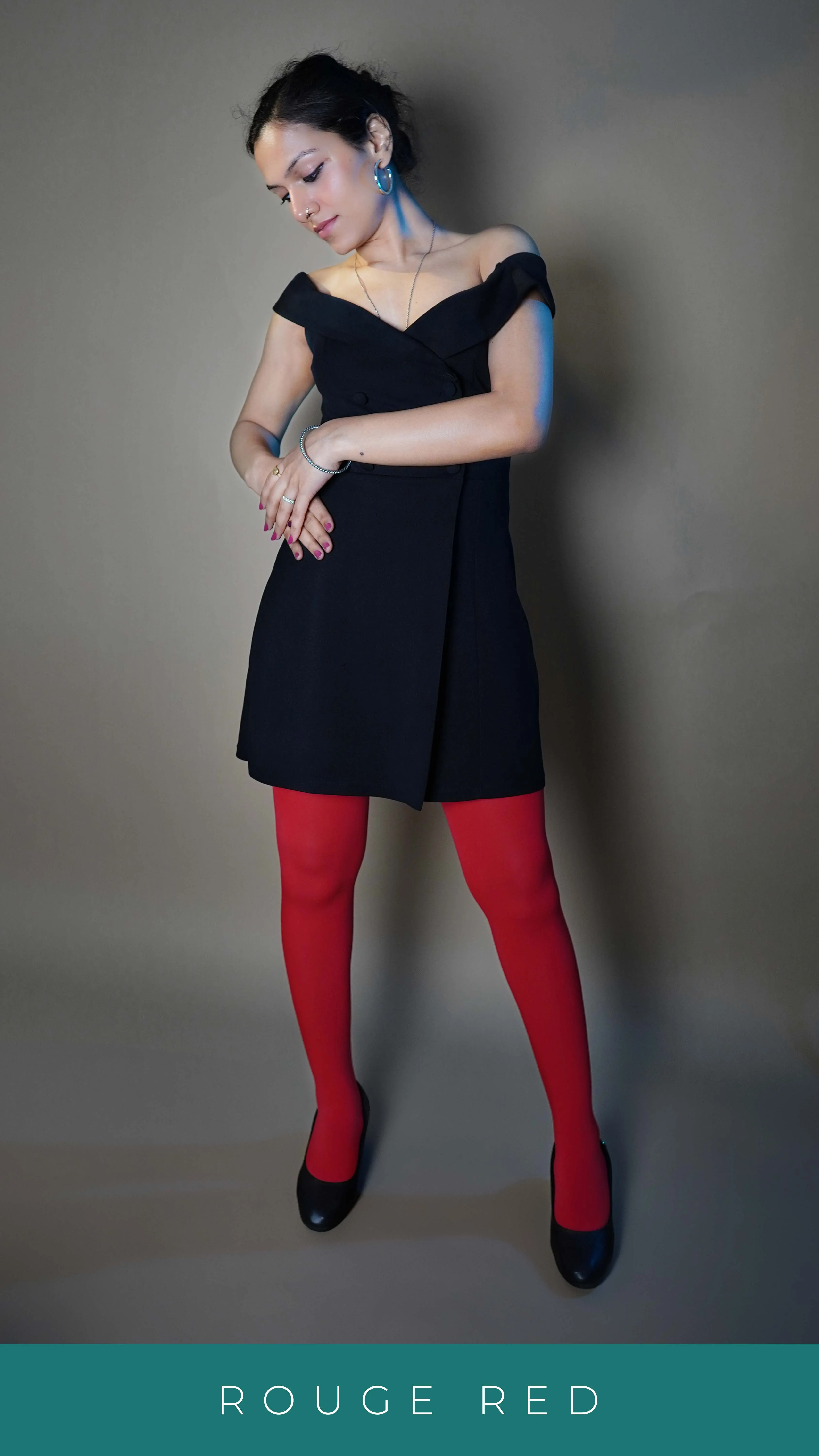 Semi Opaque Tear Proof Red Stockings
