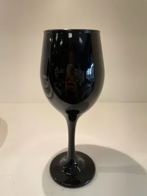 Set of 6 shiny black glass 11 oz