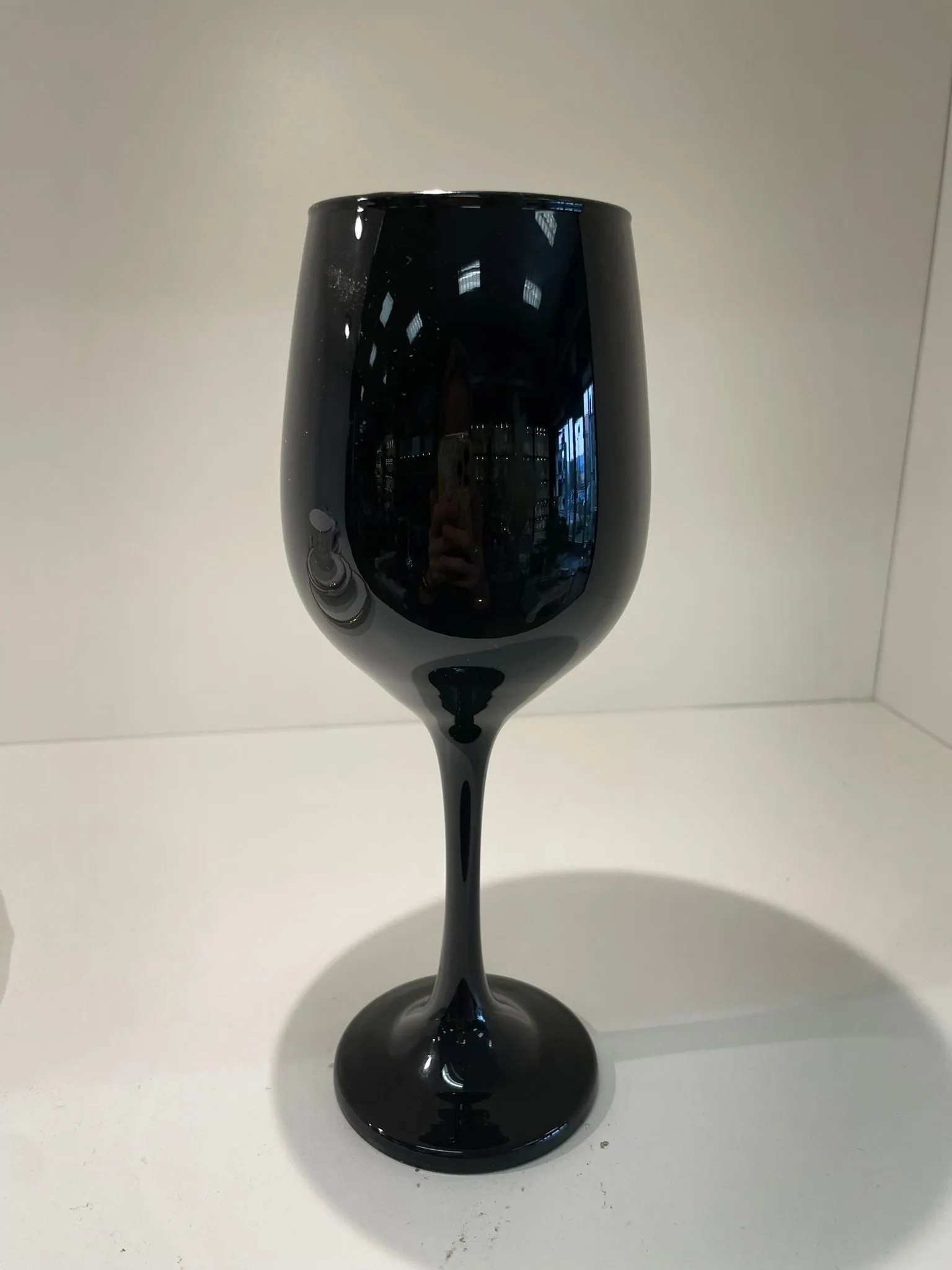 Set of 6 shiny black glass 14 oz