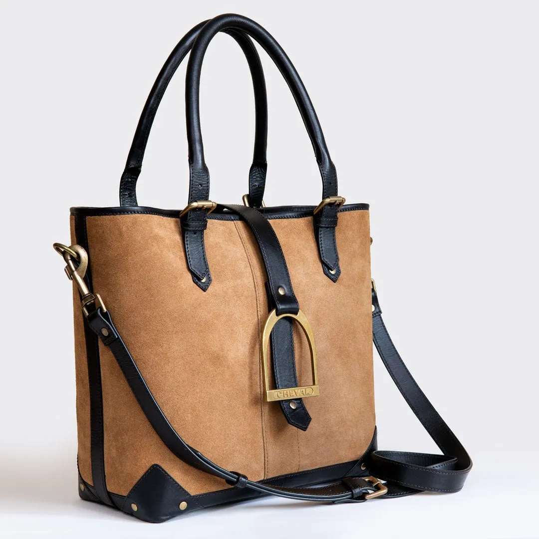 Signature - Equestrian Stirrup Tote Bag Italian Suede/Leather