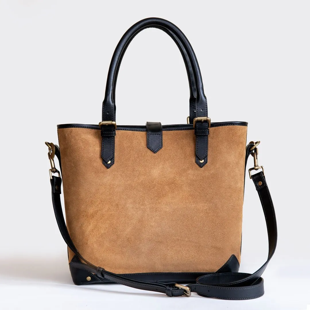 Signature - Equestrian Stirrup Tote Bag Italian Suede/Leather