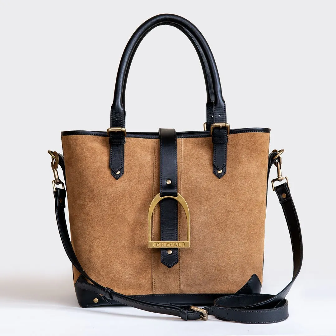 Signature - Equestrian Stirrup Tote Bag Italian Suede/Leather