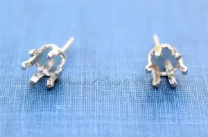 Silver 4mm Snap-in Bezel Raw Stone Stud Earring Blanks
