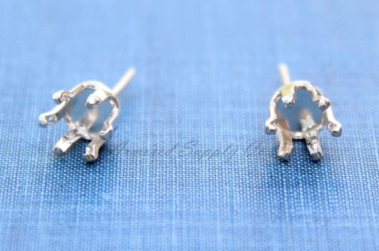 Silver 4mm Snap-in Bezel Raw Stone Stud Earring Blanks