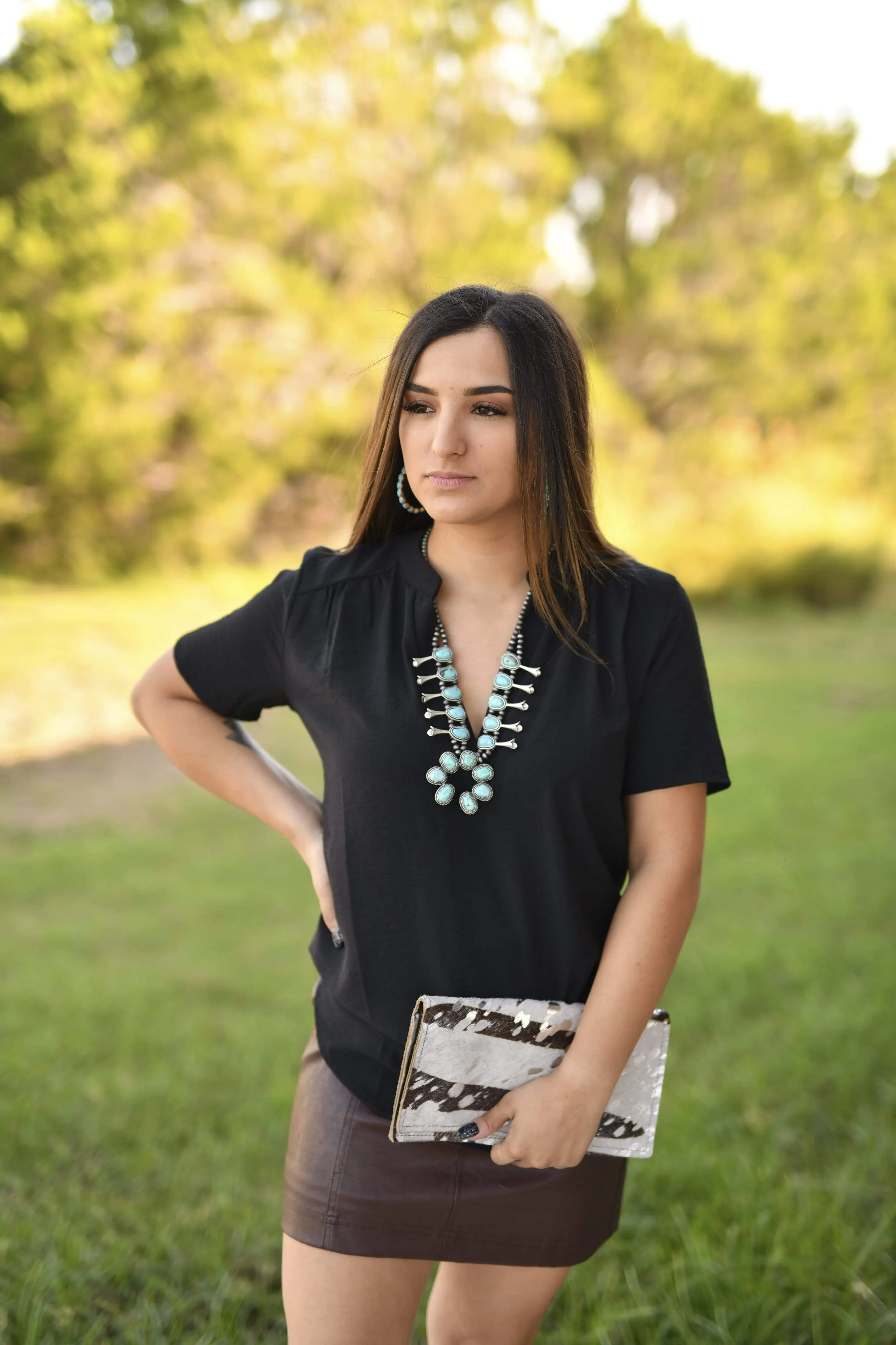 Silver Acid Zip Cowhide Clutch
