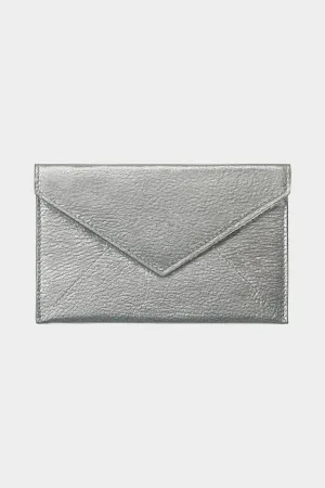 Silver Metallic Goatskin Medium Envelope