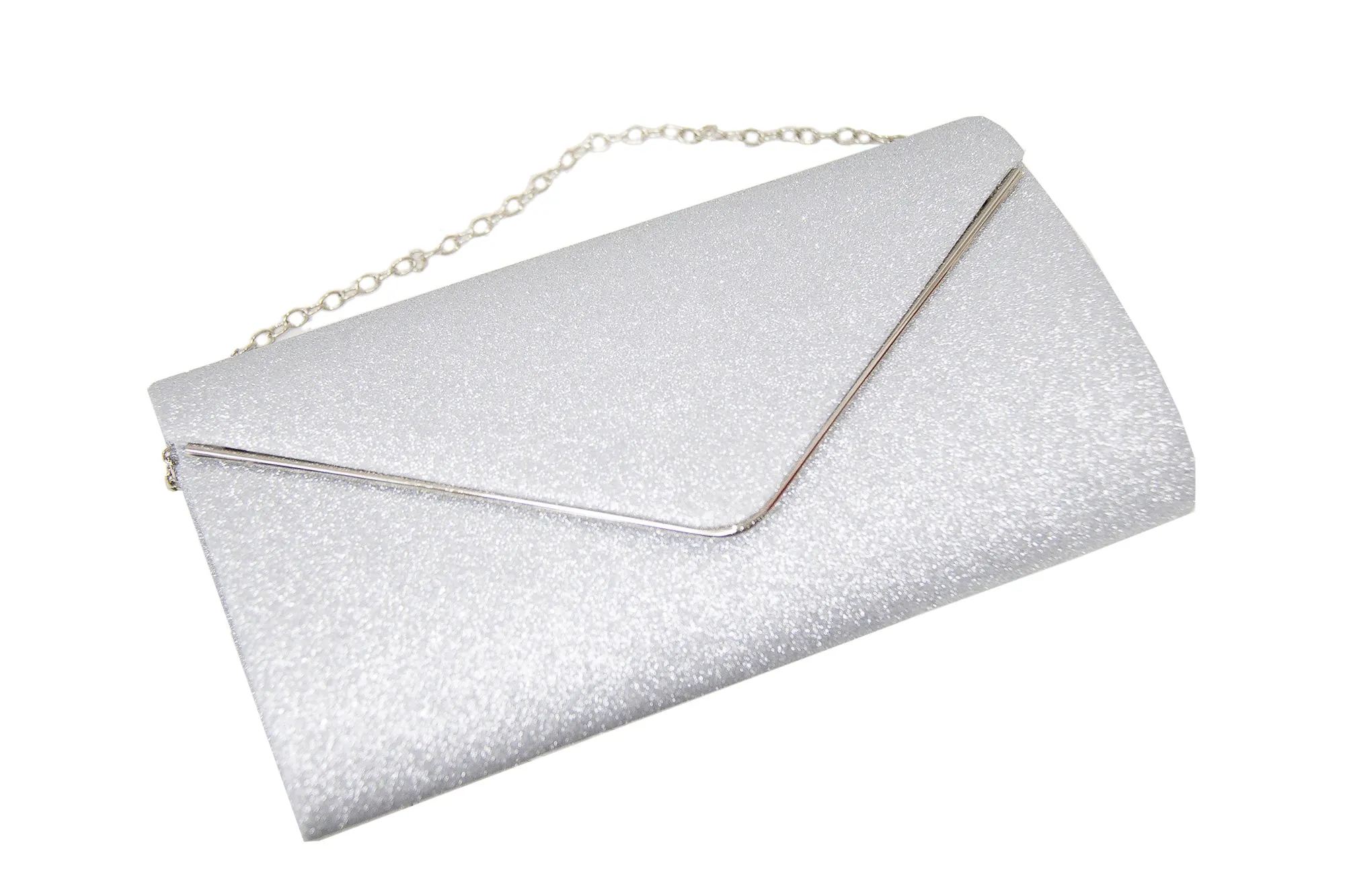 Silver Sparkle Envelope Clutch