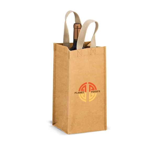 Single Wine Bottle Washable Kraft Paper Tote Bag - Tornado