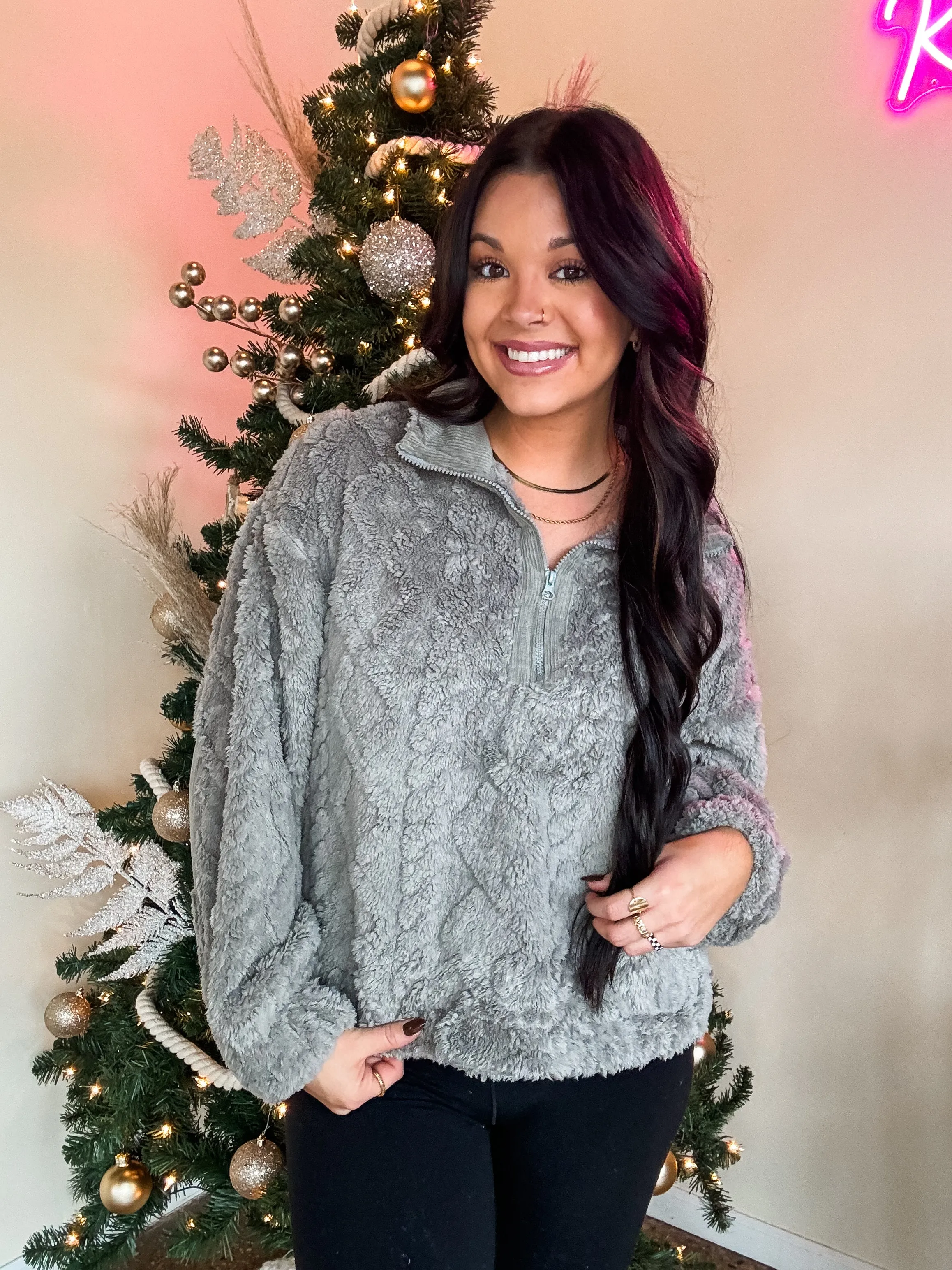 SKI TOWN GREY QUARTER ZIP