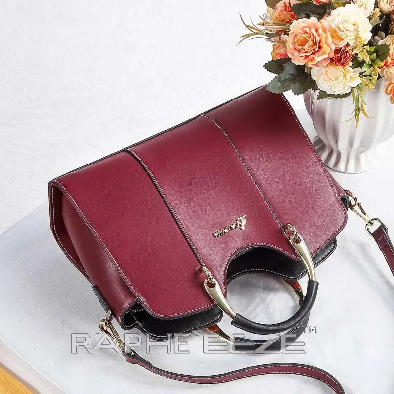 Small Elegant & Stylish Tote Handbag for Woman - Wine Red