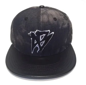 Snap-Back Acid Wash Black Leather