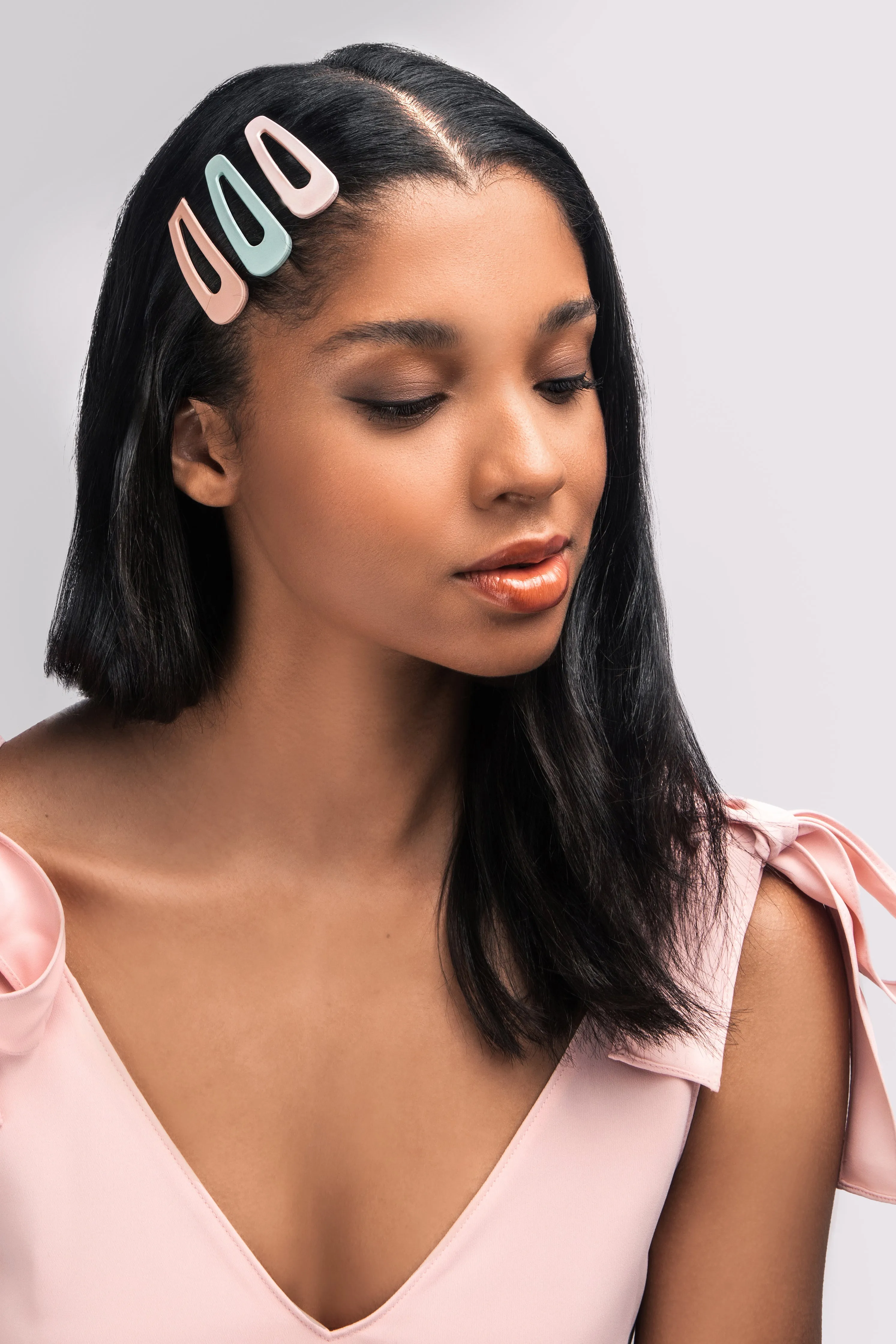 Snap Triangles Matte Hair Clips Set - Pastel