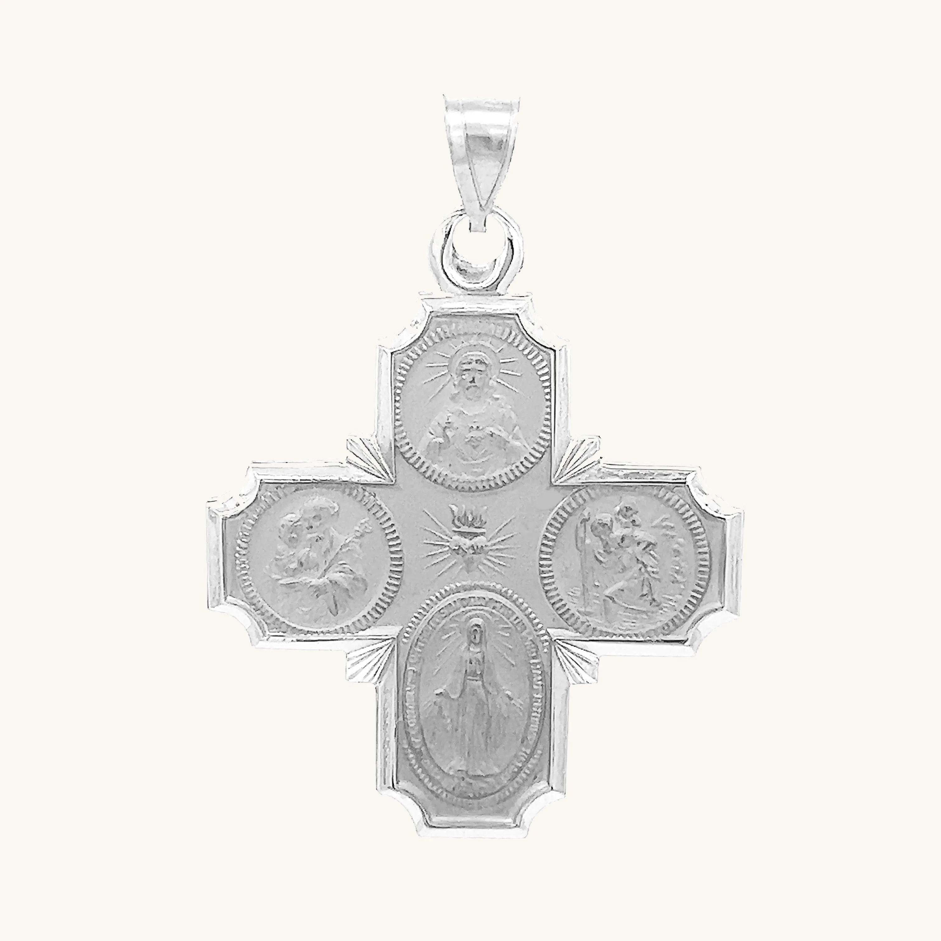 SOLID 14K GOLD FOUR WAY MEDAL | CROSS PENDANT