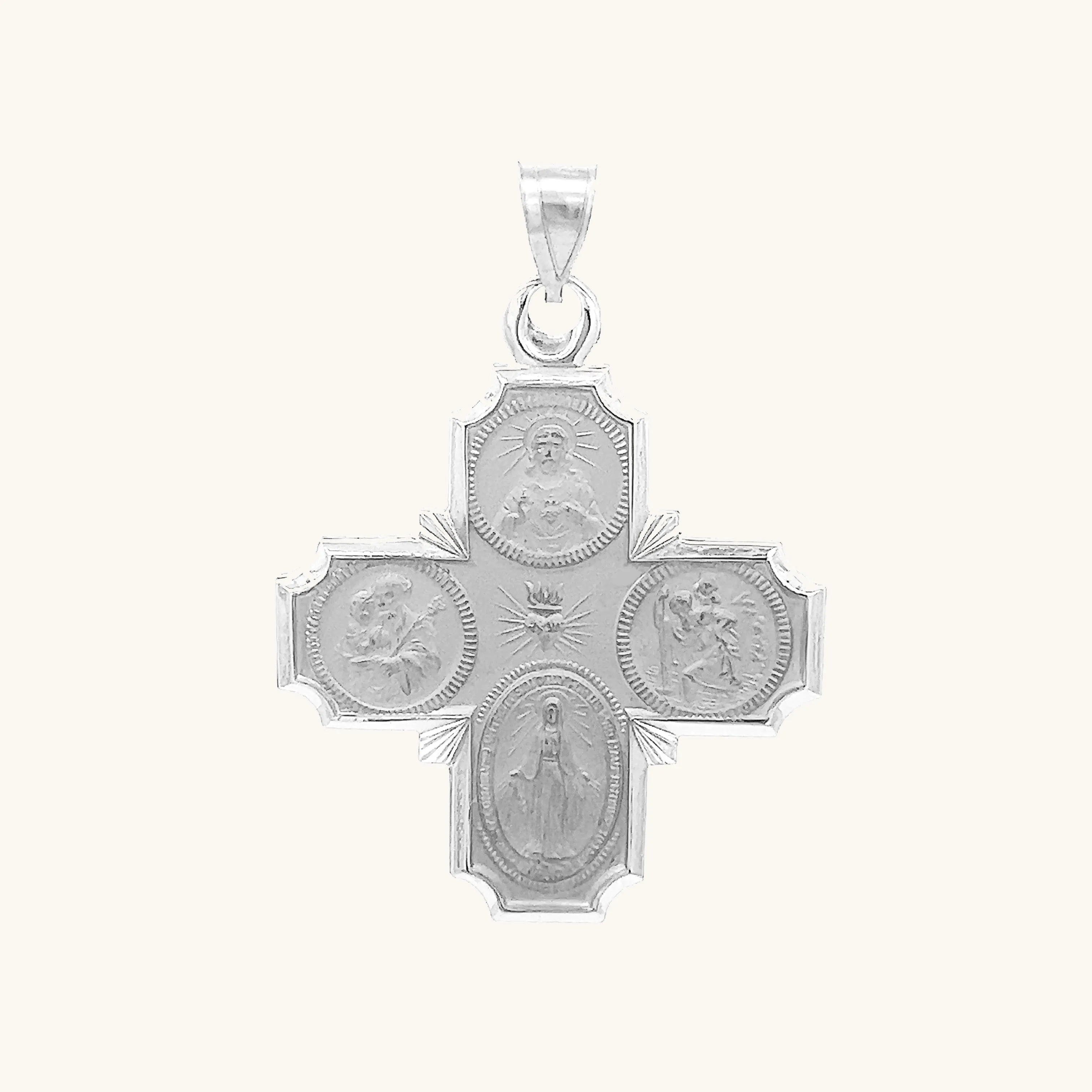 SOLID 14K GOLD FOUR WAY MEDAL | CROSS PENDANT