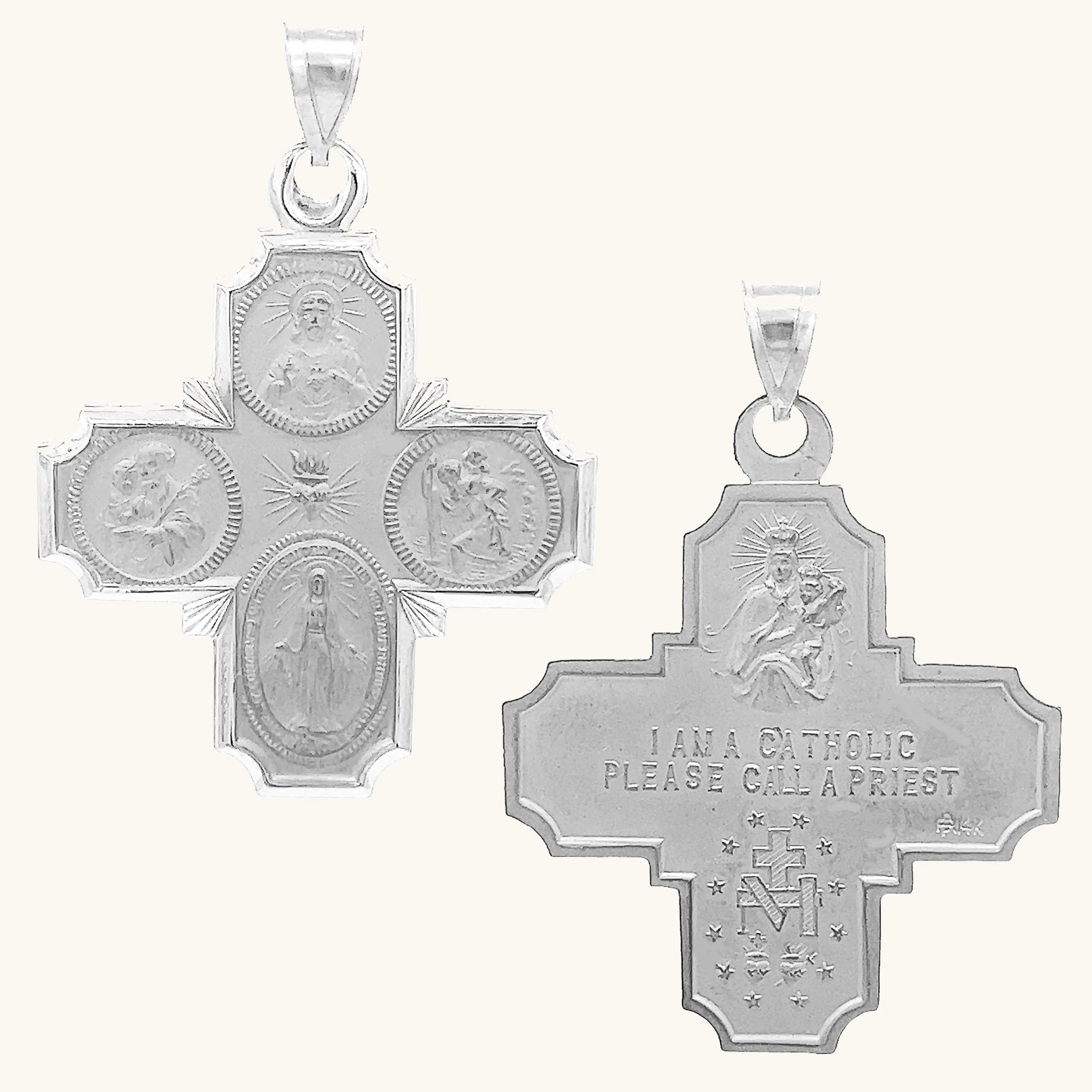 SOLID 14K GOLD FOUR WAY MEDAL | CROSS PENDANT