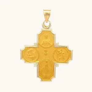 SOLID 14K GOLD FOUR WAY MEDAL | CROSS PENDANT