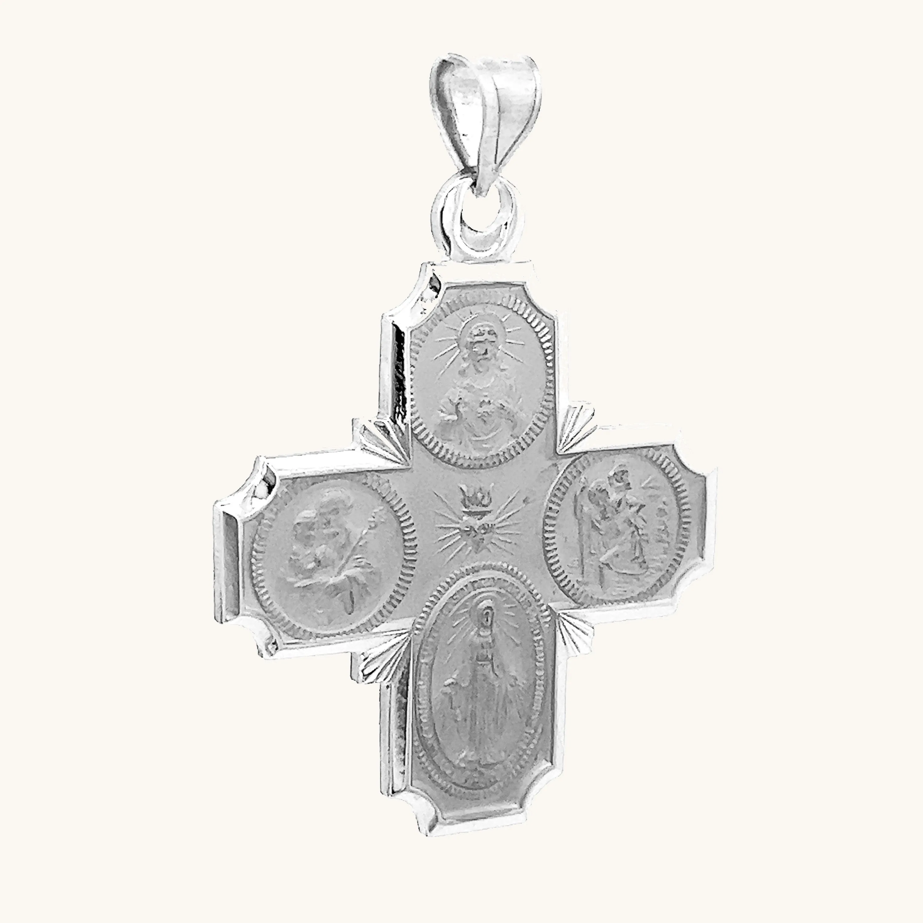 SOLID 14K GOLD FOUR WAY MEDAL | CROSS PENDANT