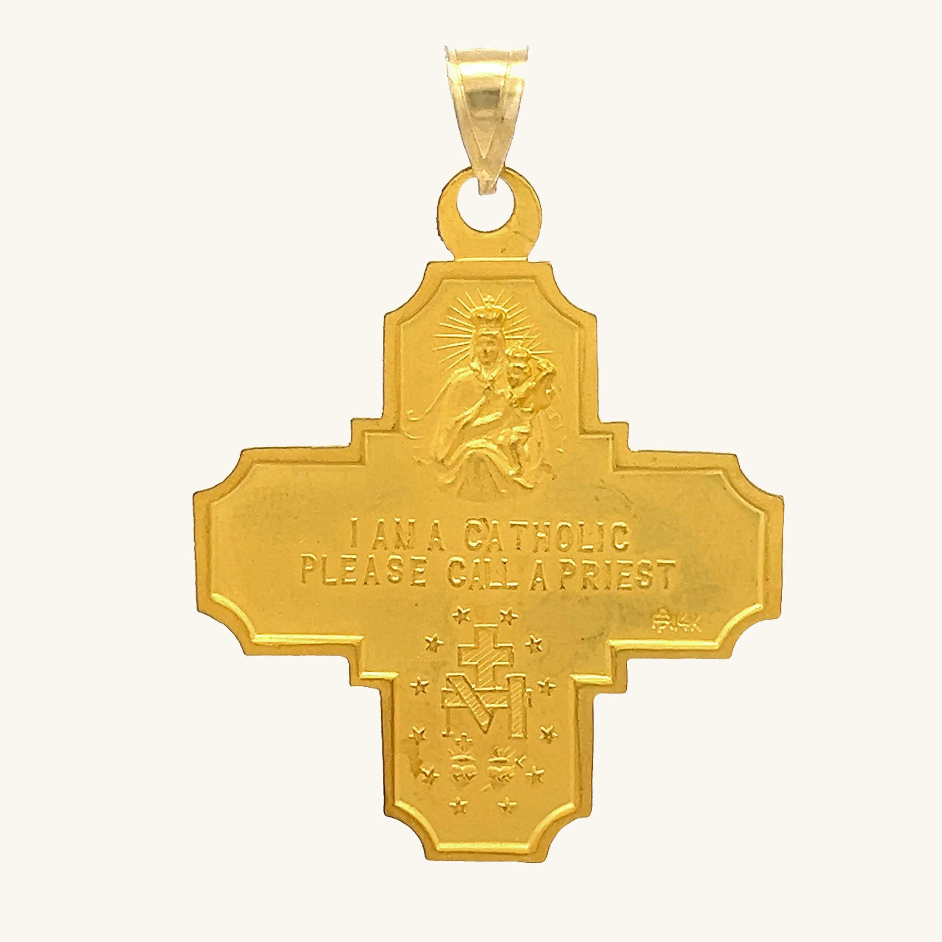 SOLID 14K GOLD FOUR WAY MEDAL | CROSS PENDANT