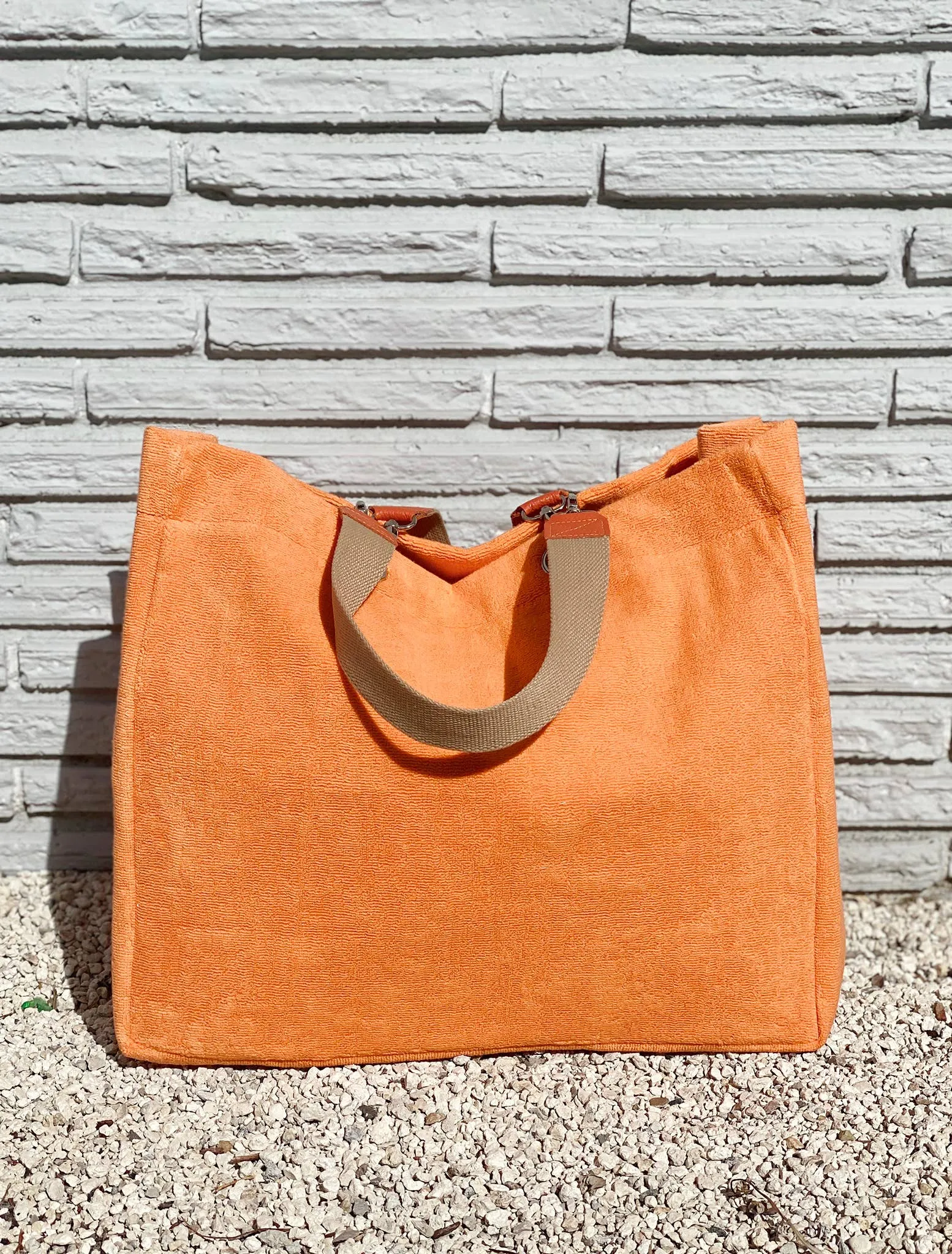 Solid Terry Plastic Lined Tote - Assorted