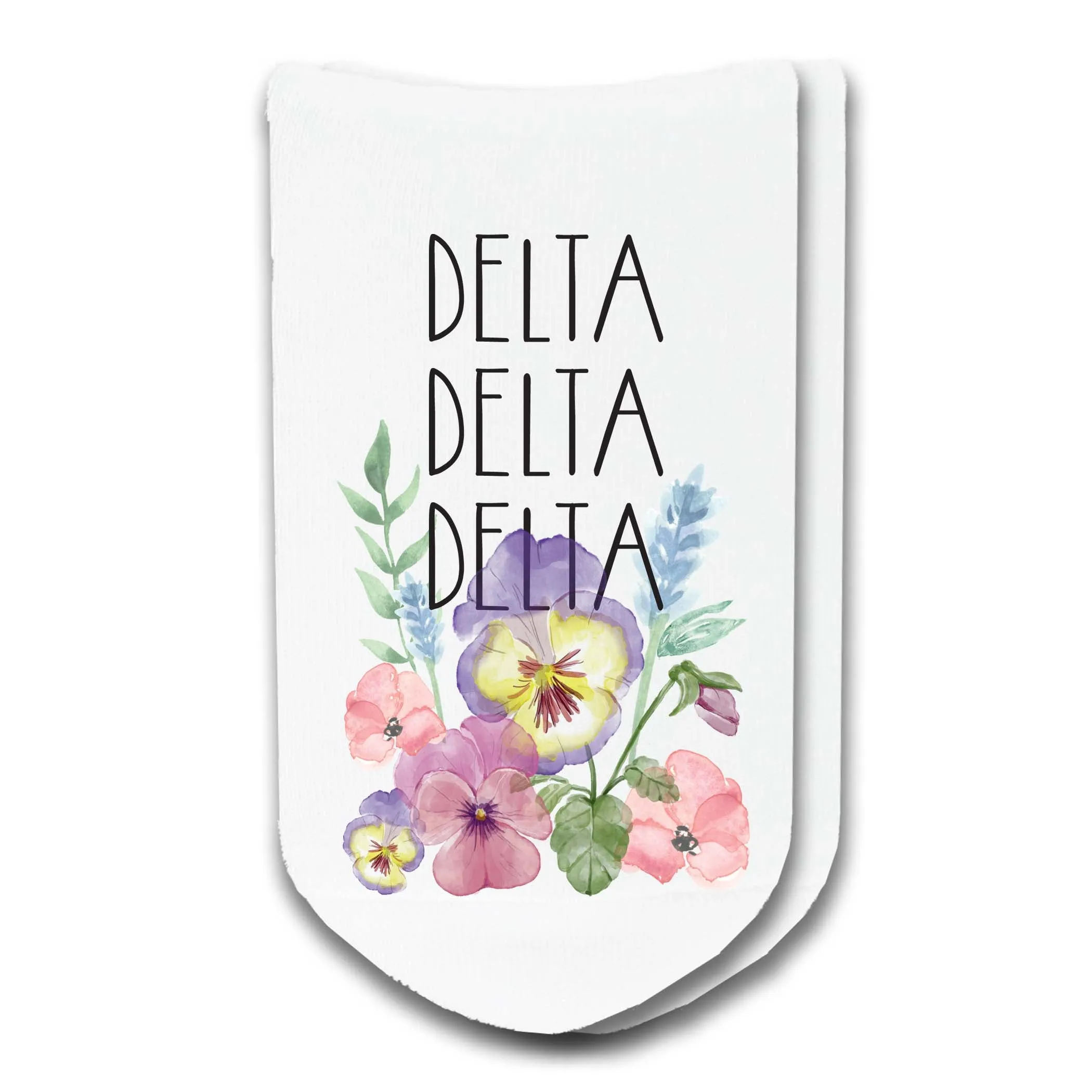 Sorority Watercolor Flower No Show Socks
