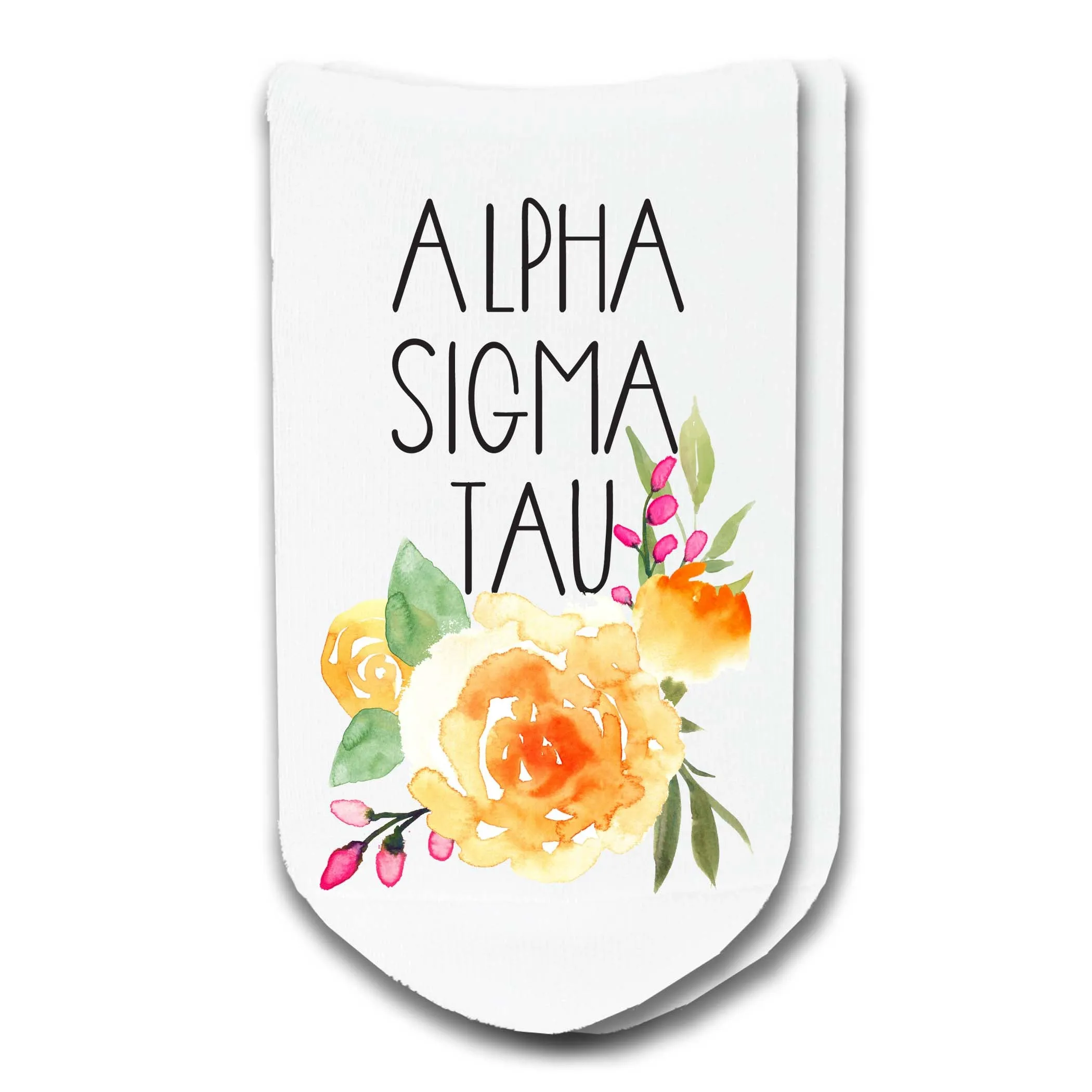 Sorority Watercolor Flower No Show Socks