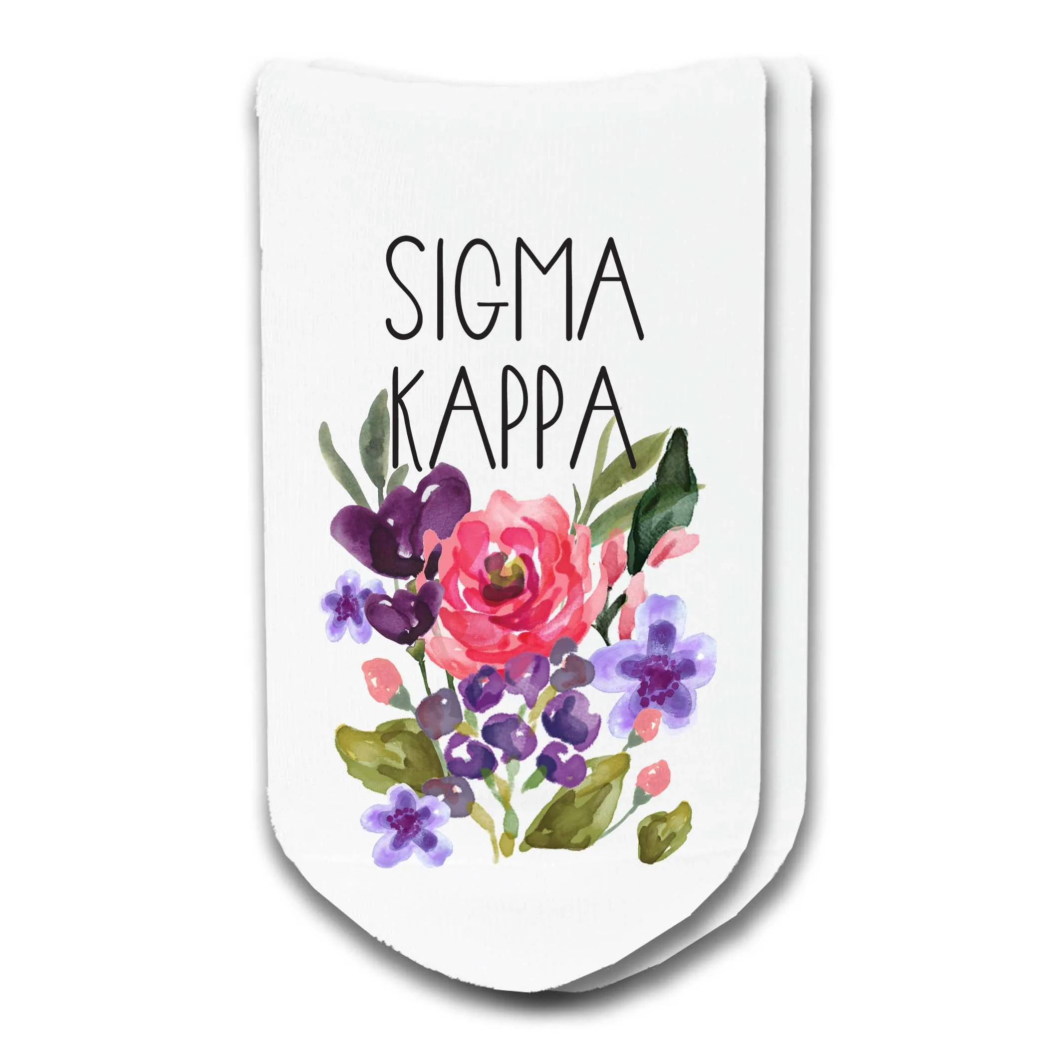 Sorority Watercolor Flower No Show Socks