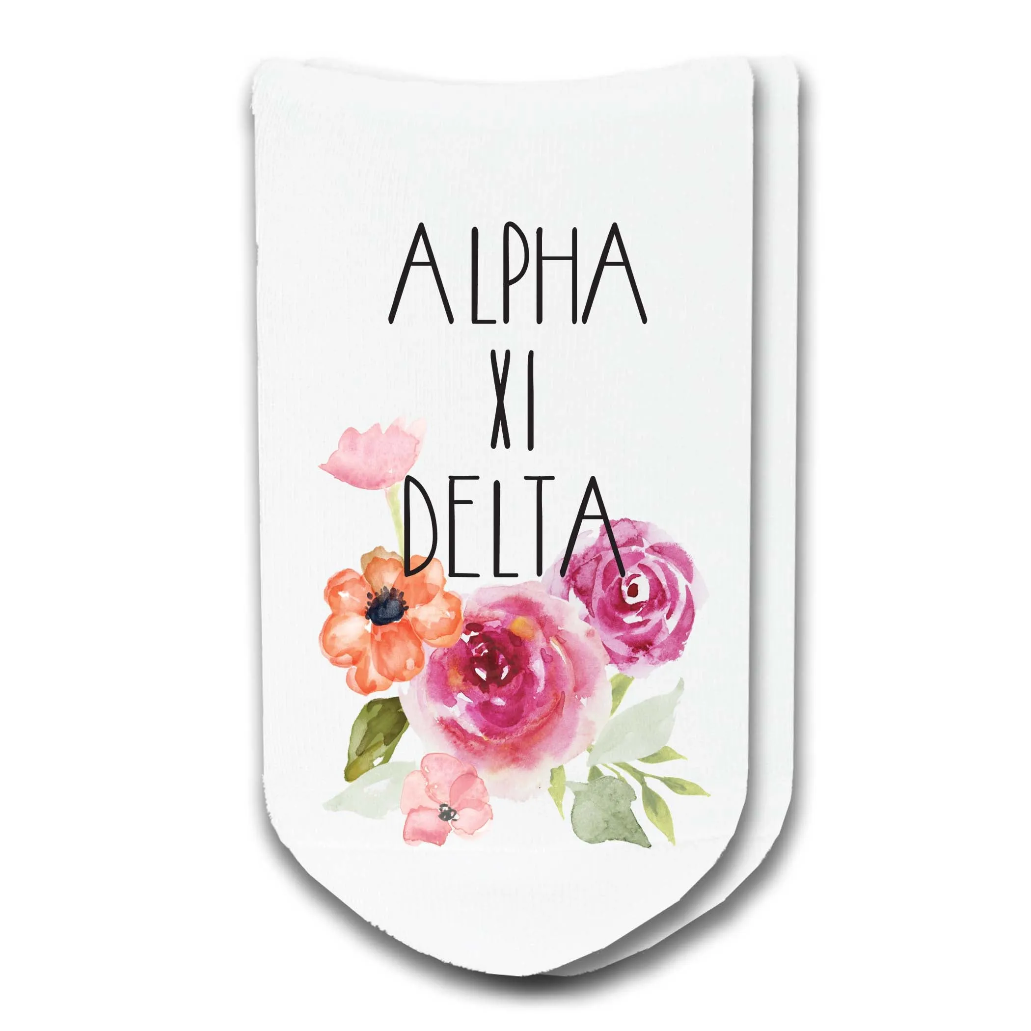Sorority Watercolor Flower No Show Socks