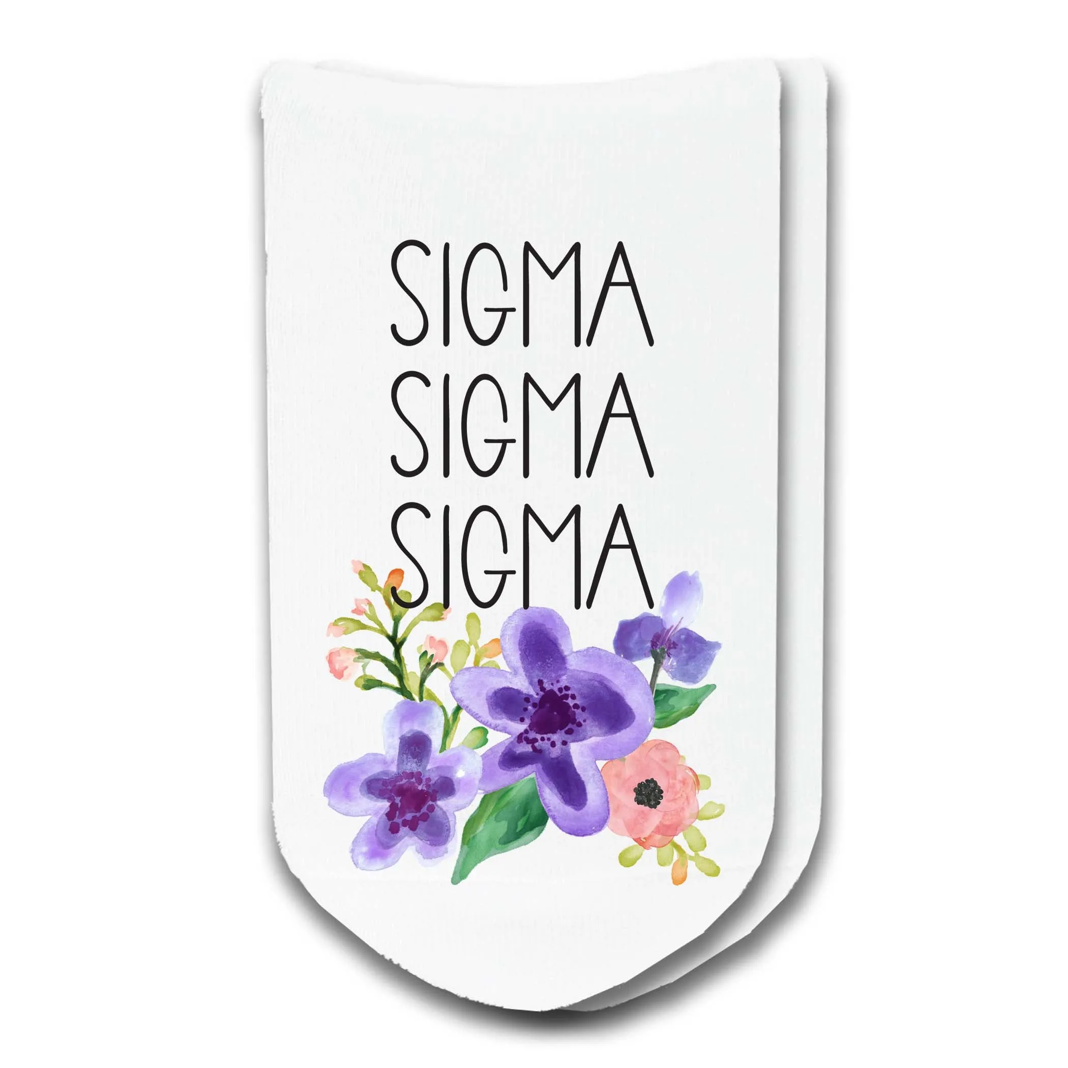 Sorority Watercolor Flower No Show Socks