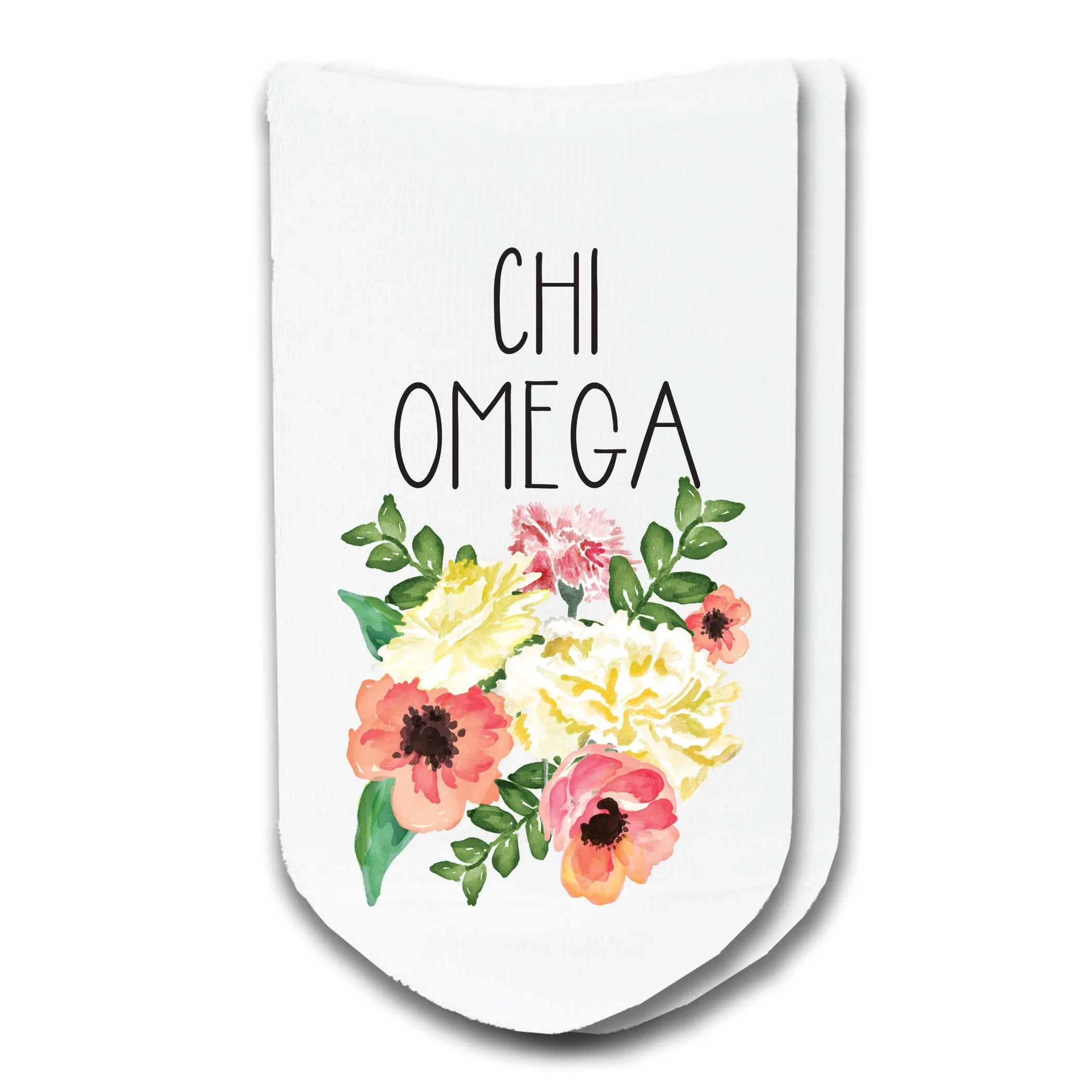 Sorority Watercolor Flower No Show Socks