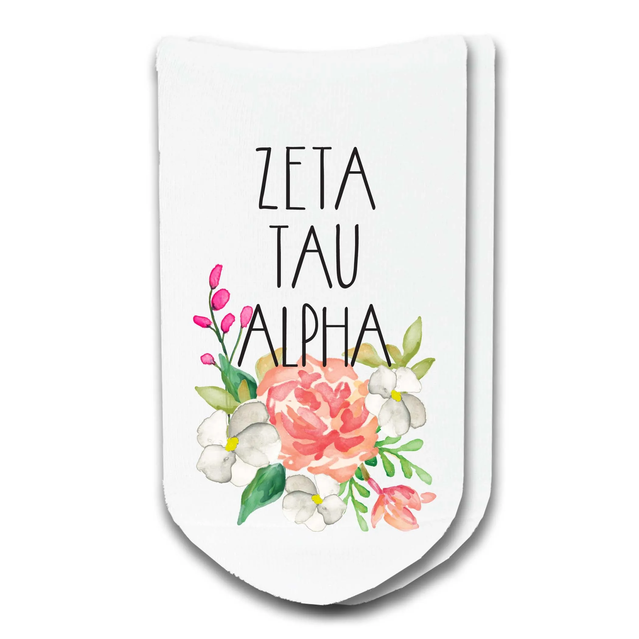 Sorority Watercolor Flower No Show Socks