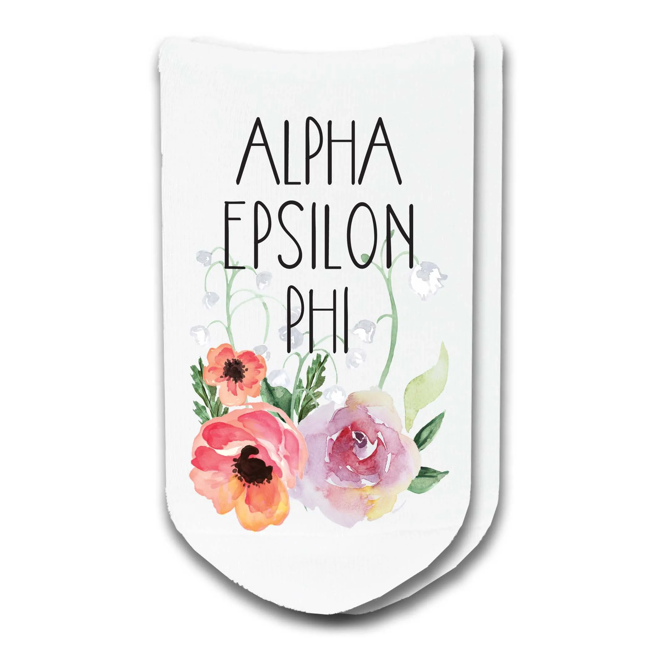 Sorority Watercolor Flower No Show Socks