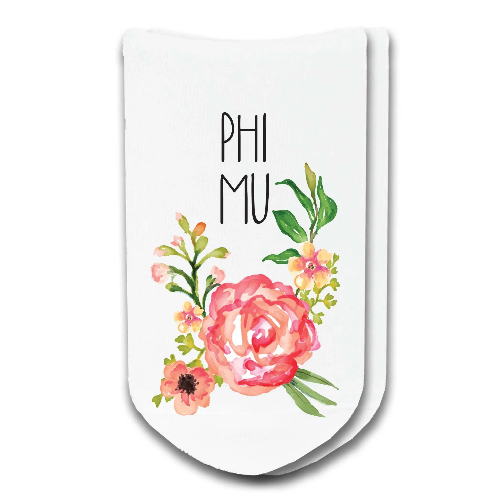 Sorority Watercolor Flower No Show Socks