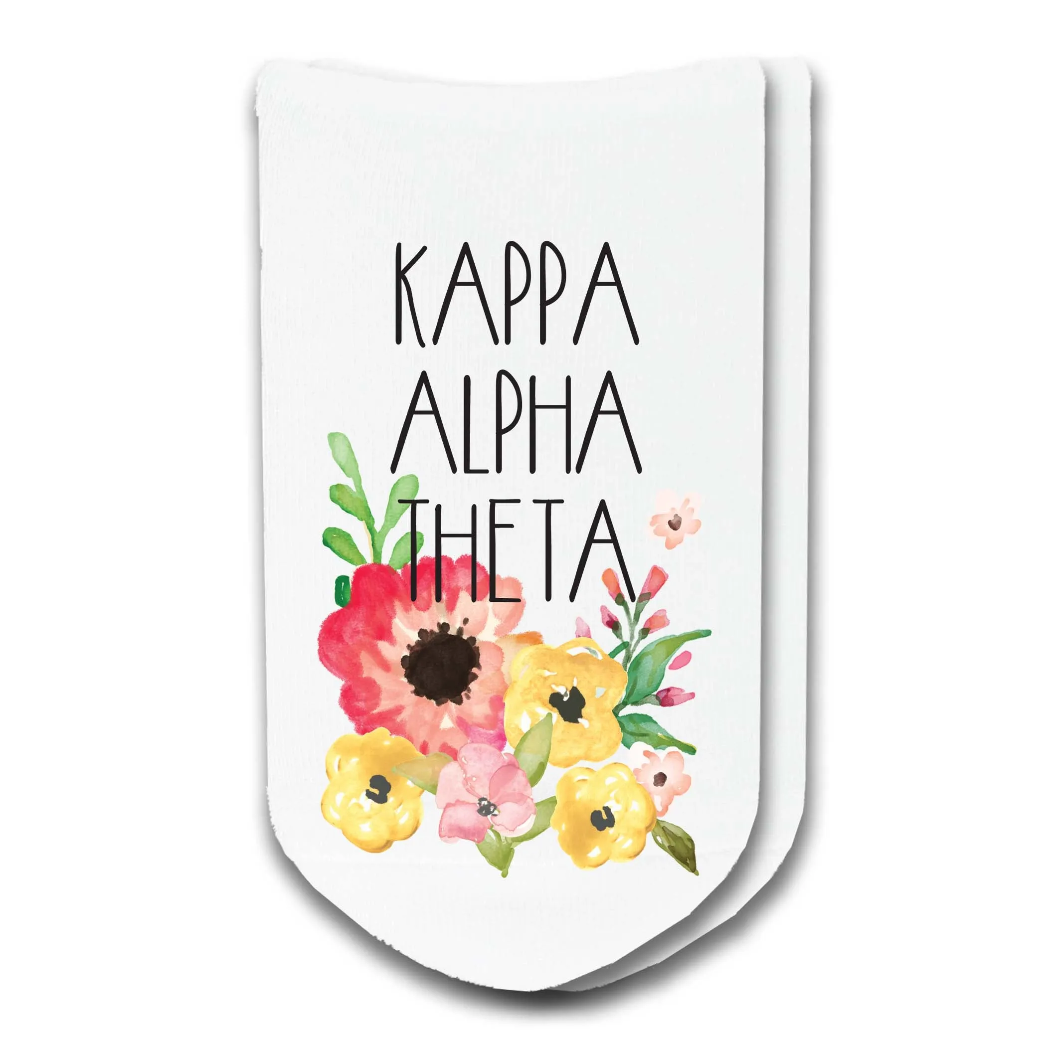 Sorority Watercolor Flower No Show Socks