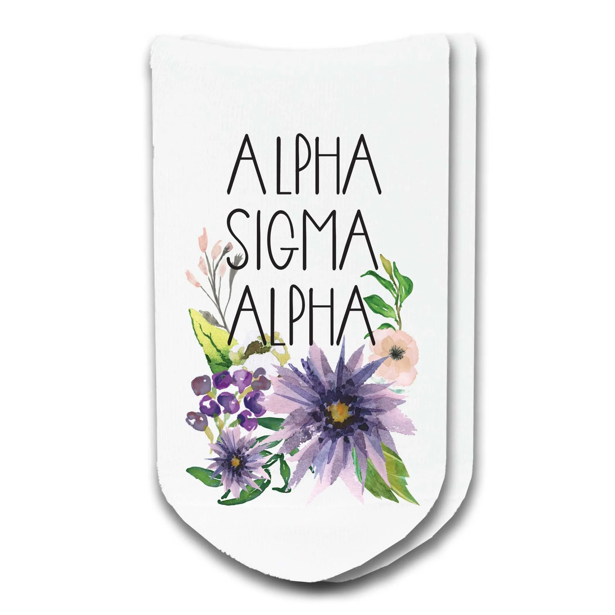 Sorority Watercolor Flower No Show Socks