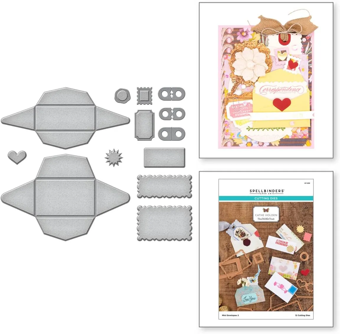 Spellbinders Etched Dies Mini Envelopes 2 - 12 Thin Metal Dies