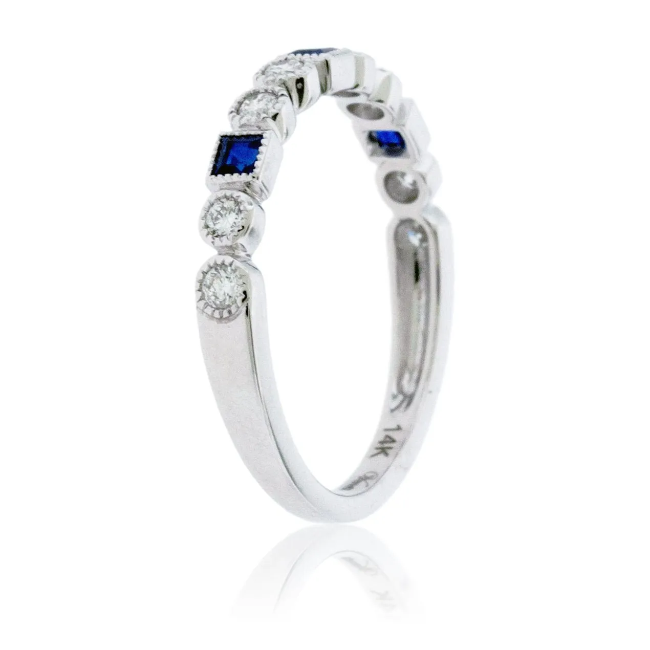 Stackable Sapphire and Round Diamond Band