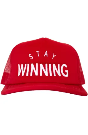 Stay Winning Fortune Frogs Red Trucker Hat