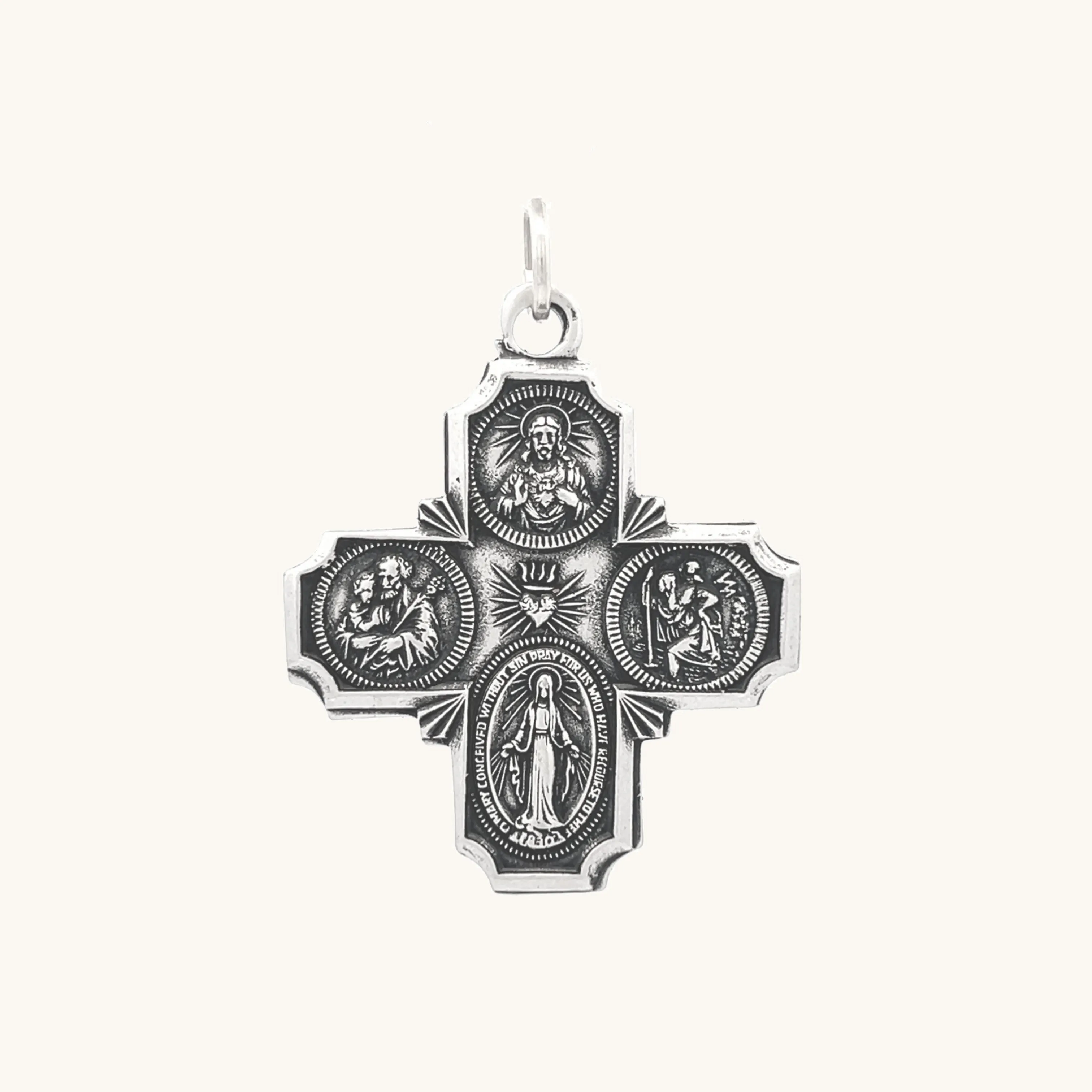 STERLING SILVER FOUR WAY MEDAL | CROSS PENDANT