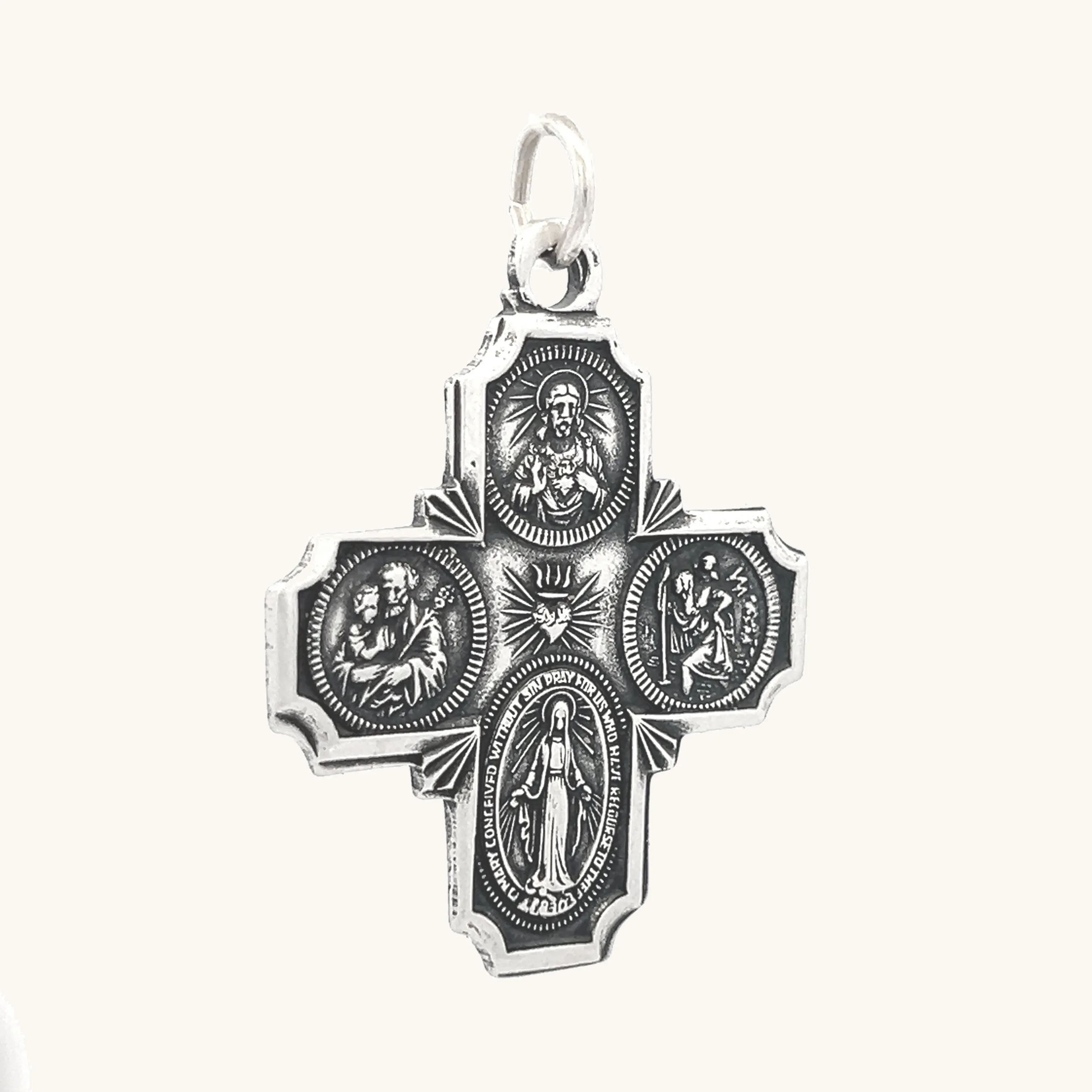STERLING SILVER FOUR WAY MEDAL | CROSS PENDANT