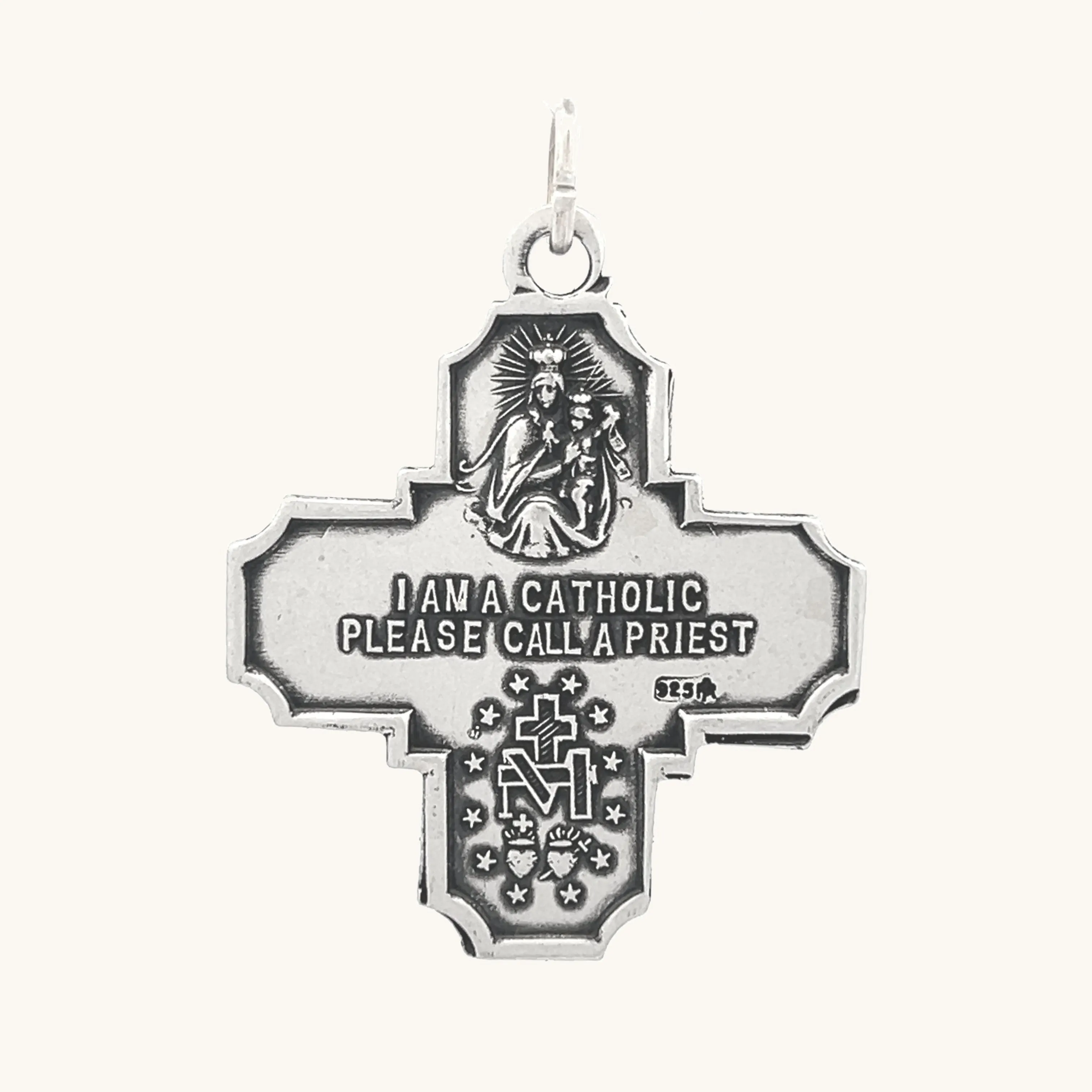 STERLING SILVER FOUR WAY MEDAL | CROSS PENDANT