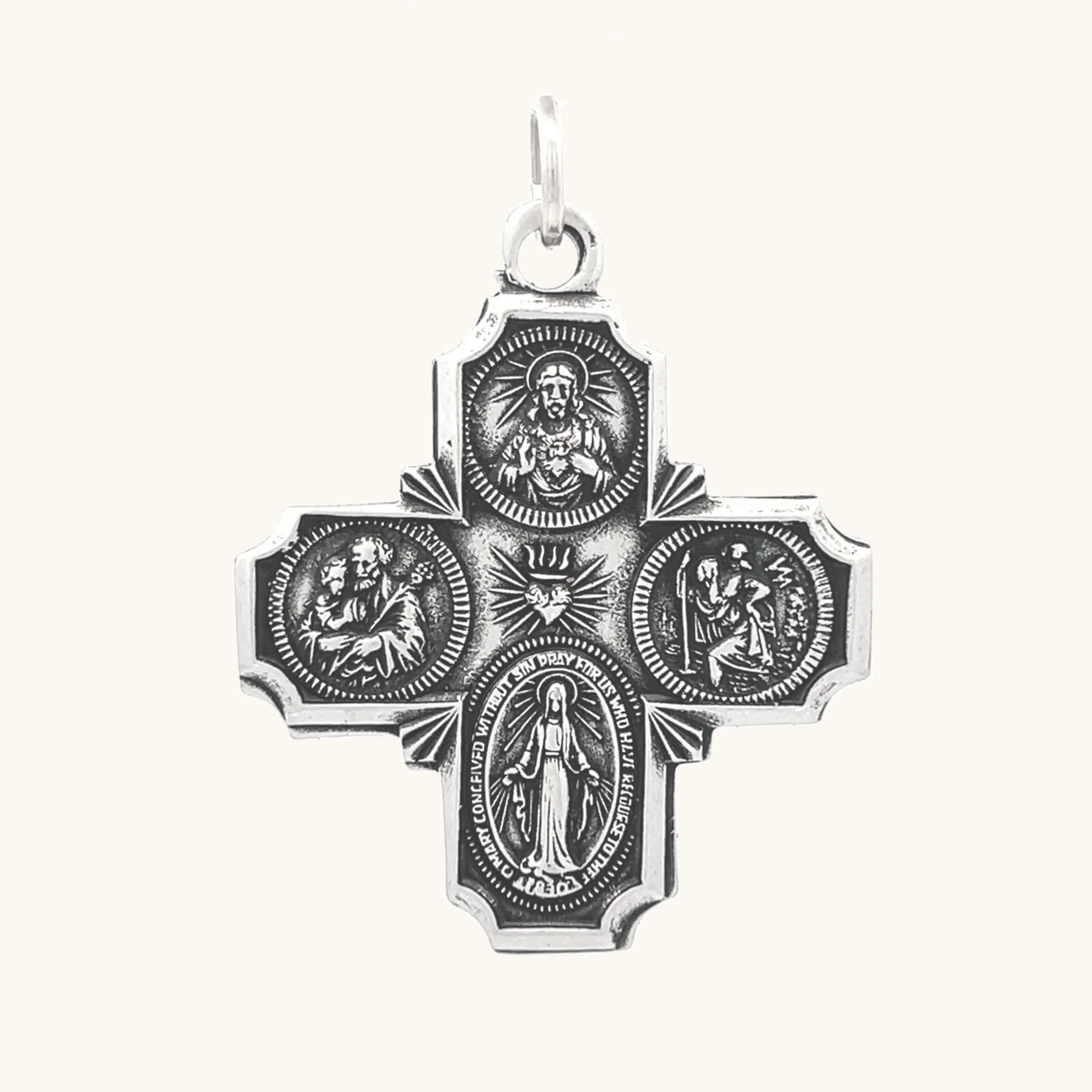 STERLING SILVER FOUR WAY MEDAL | CROSS PENDANT