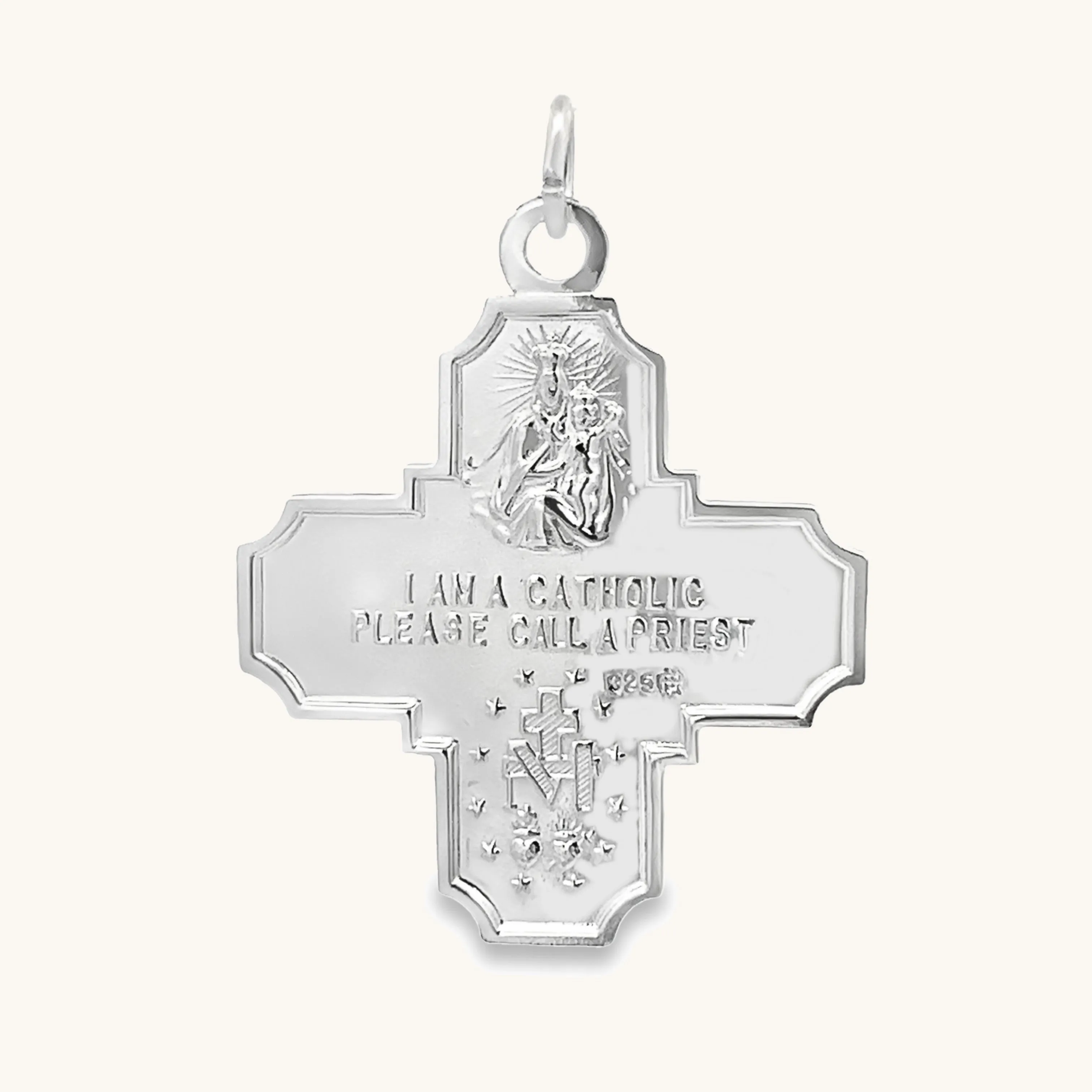 STERLING SILVER FOUR WAY MEDAL | CROSS PENDANT