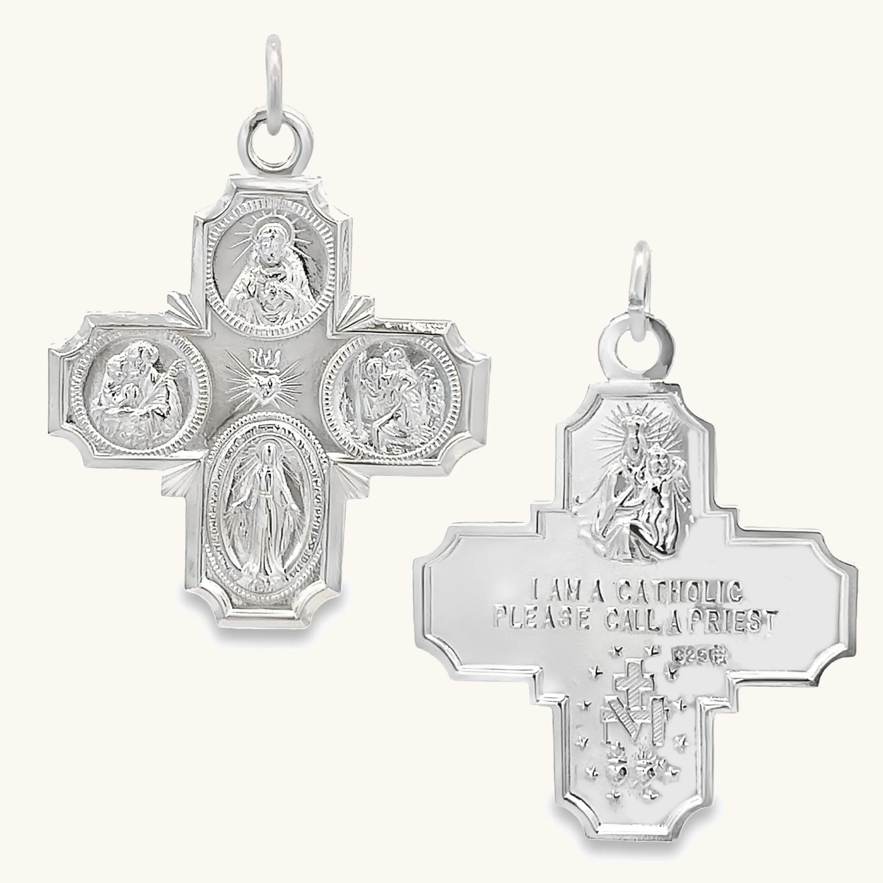 STERLING SILVER FOUR WAY MEDAL | CROSS PENDANT