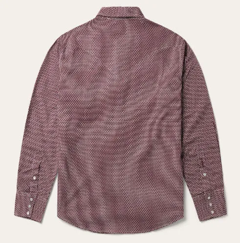 Stetson Men's Red Broken Diamond Print Long Sleeve Snap Shirt