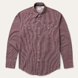 Stetson Men's Red Broken Diamond Print Long Sleeve Snap Shirt
