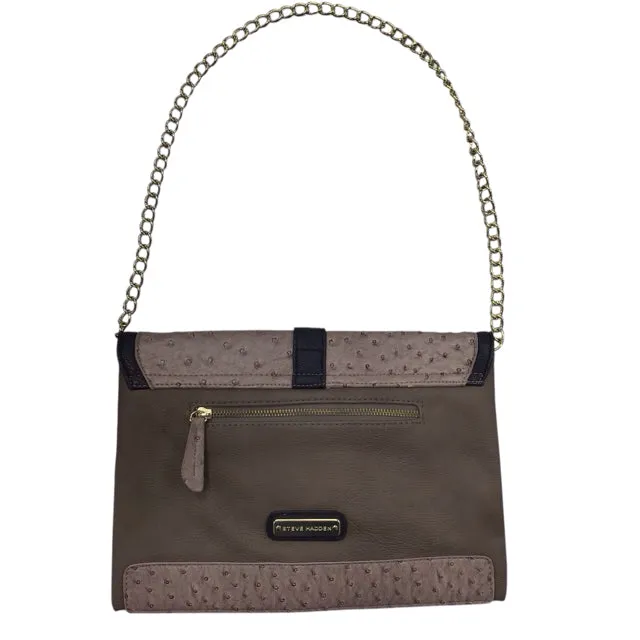 Steve Madden Beige Print Envelope Clutch