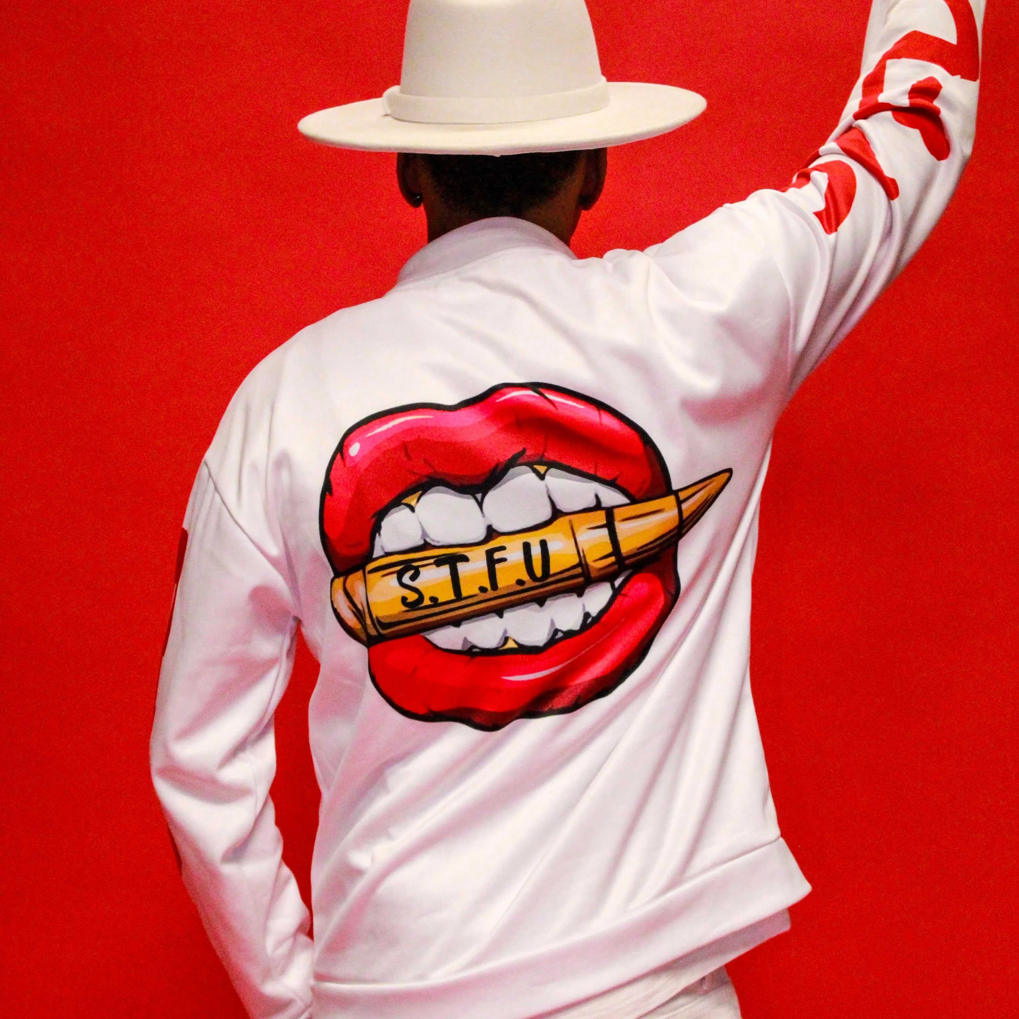 STFU Classic Logo Unisex Bomber Jacket - White
